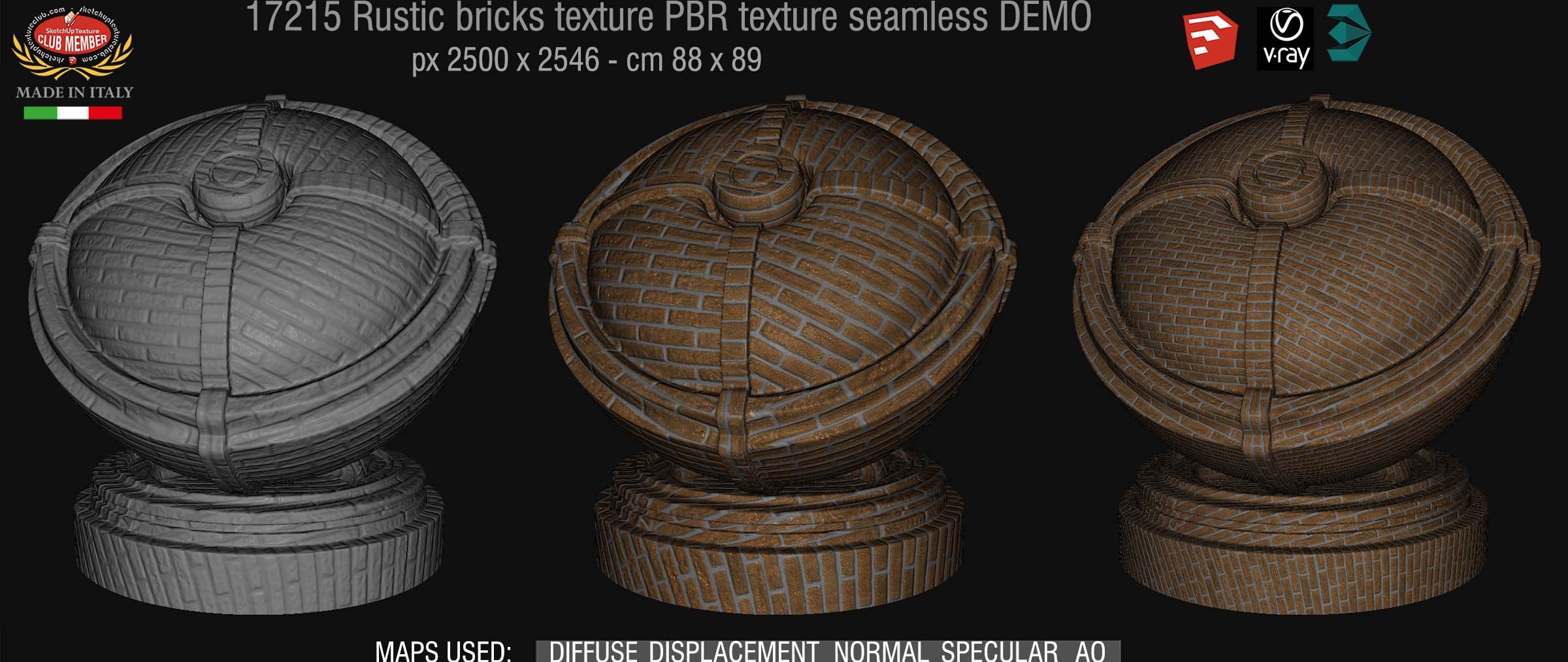 17215 Rustic bricks PBR texture seamless DEMO