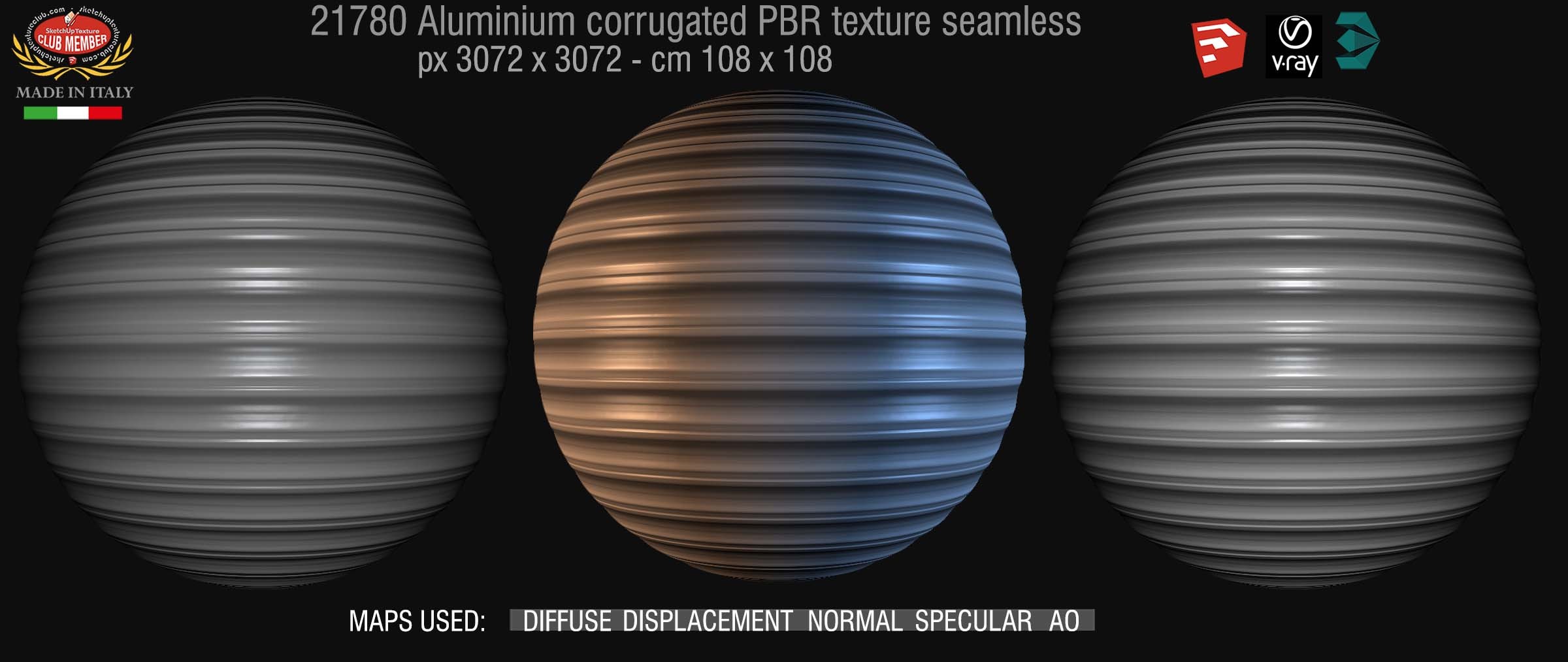 21780 Aluminium corrugated PBR texture seamless DEMO