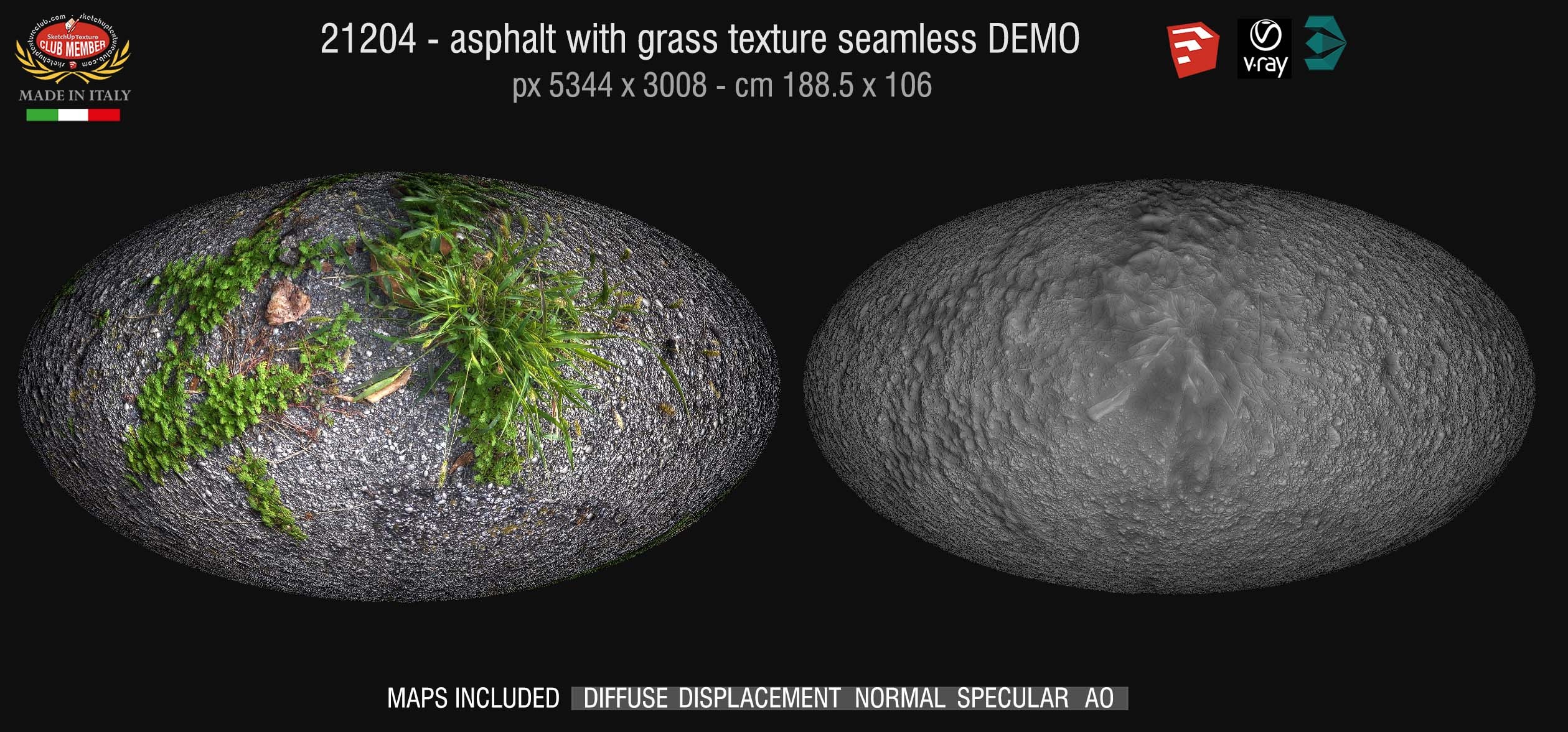 21204 CLIK TO ENLARGE Asphalt with grass texture + maps DEMO