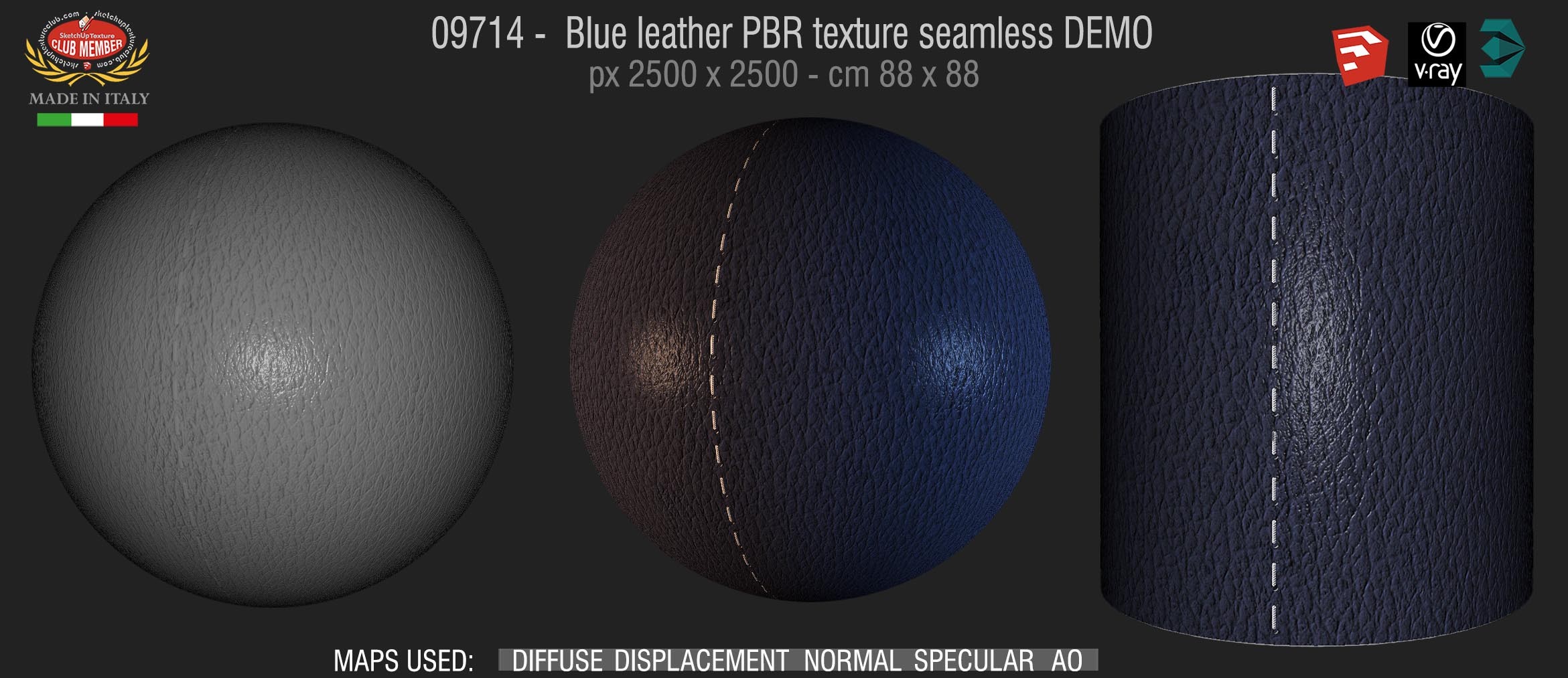 09714 Blue leather PBR texture seamless DEMO