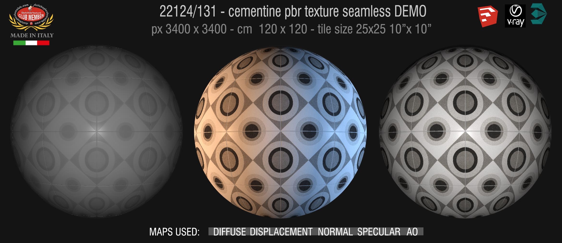 22124/131 cementine tiles Pbr seamless texture DEMO - porcelain stoneware concrete look