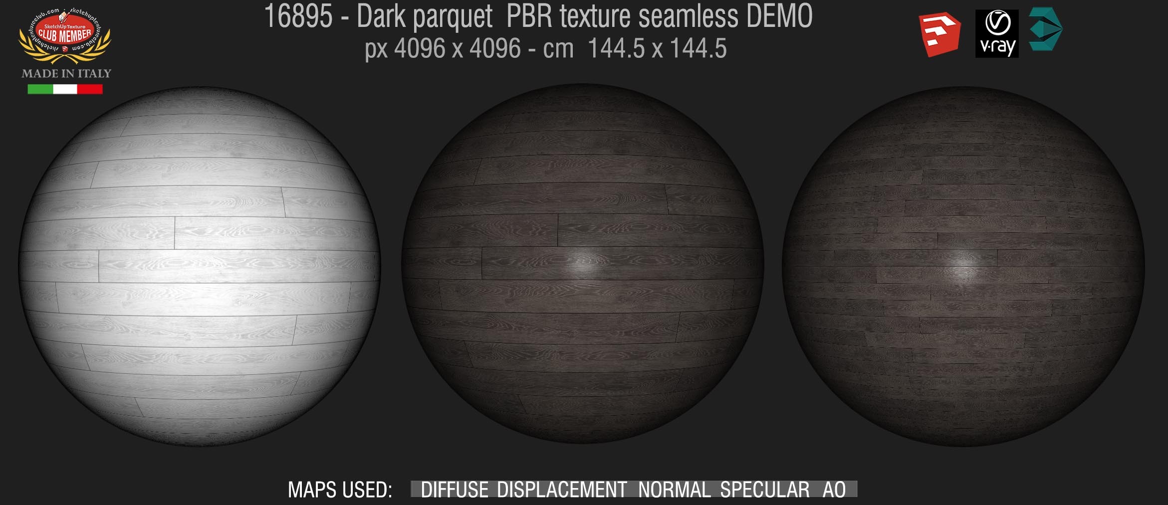 16895 Dark parquet PBR texture seamless DEMO