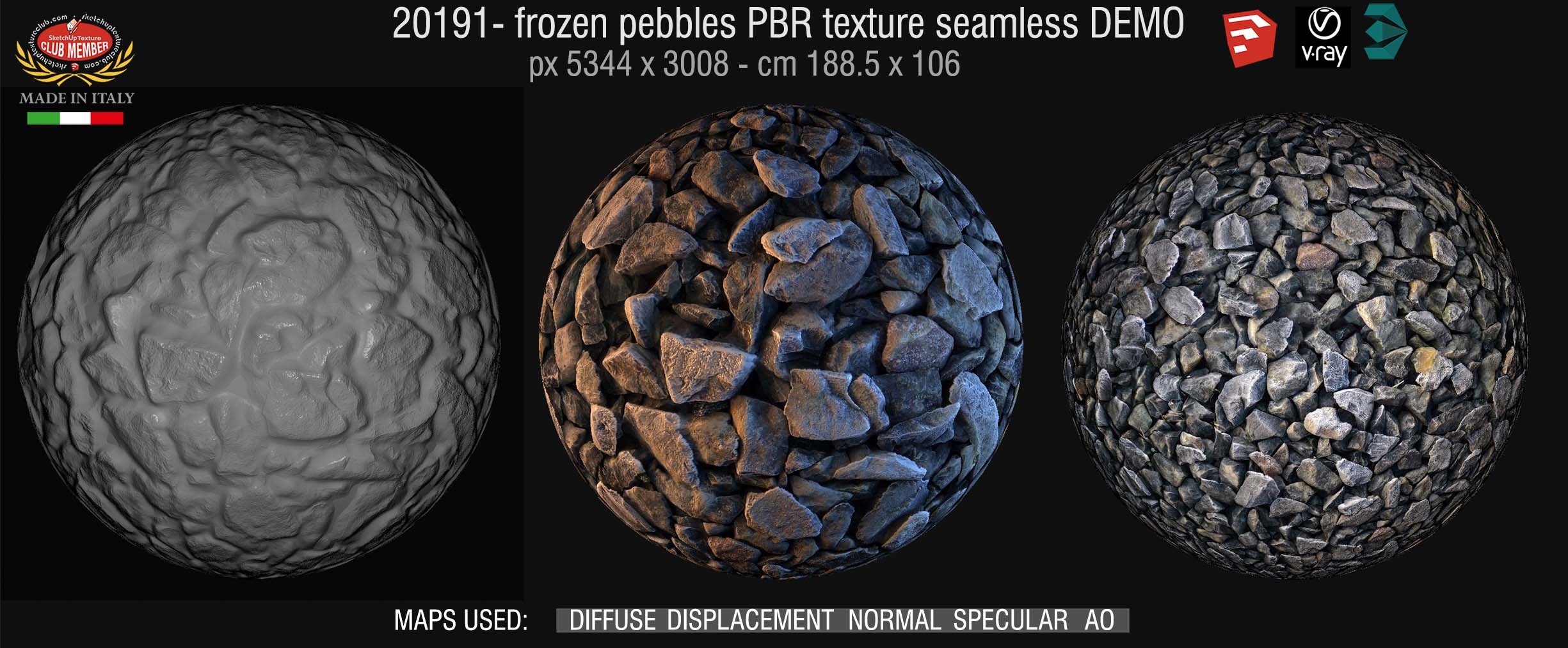 20191 Frozen pebbles PBR texture seamless DEMO