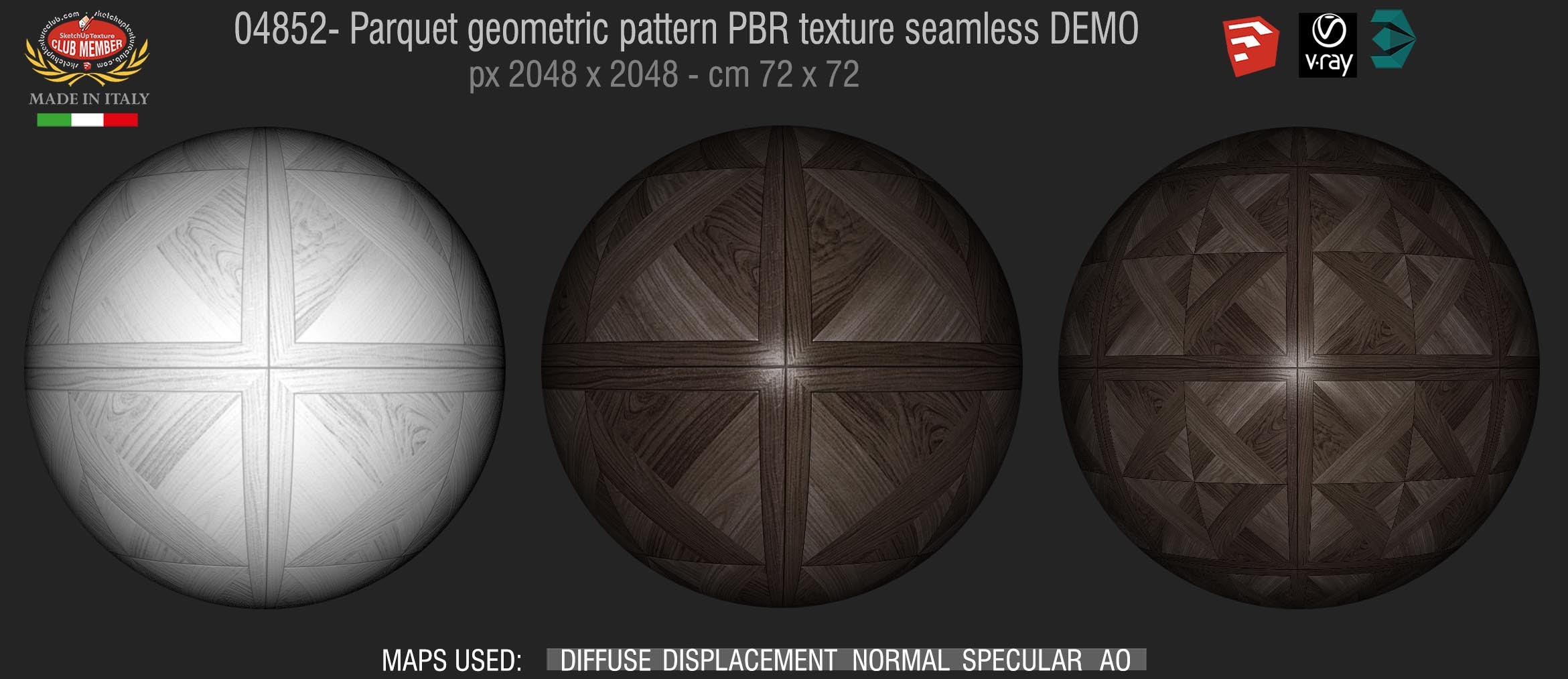 04852 Parquet geometric pattern PBR texture seamless DEMO