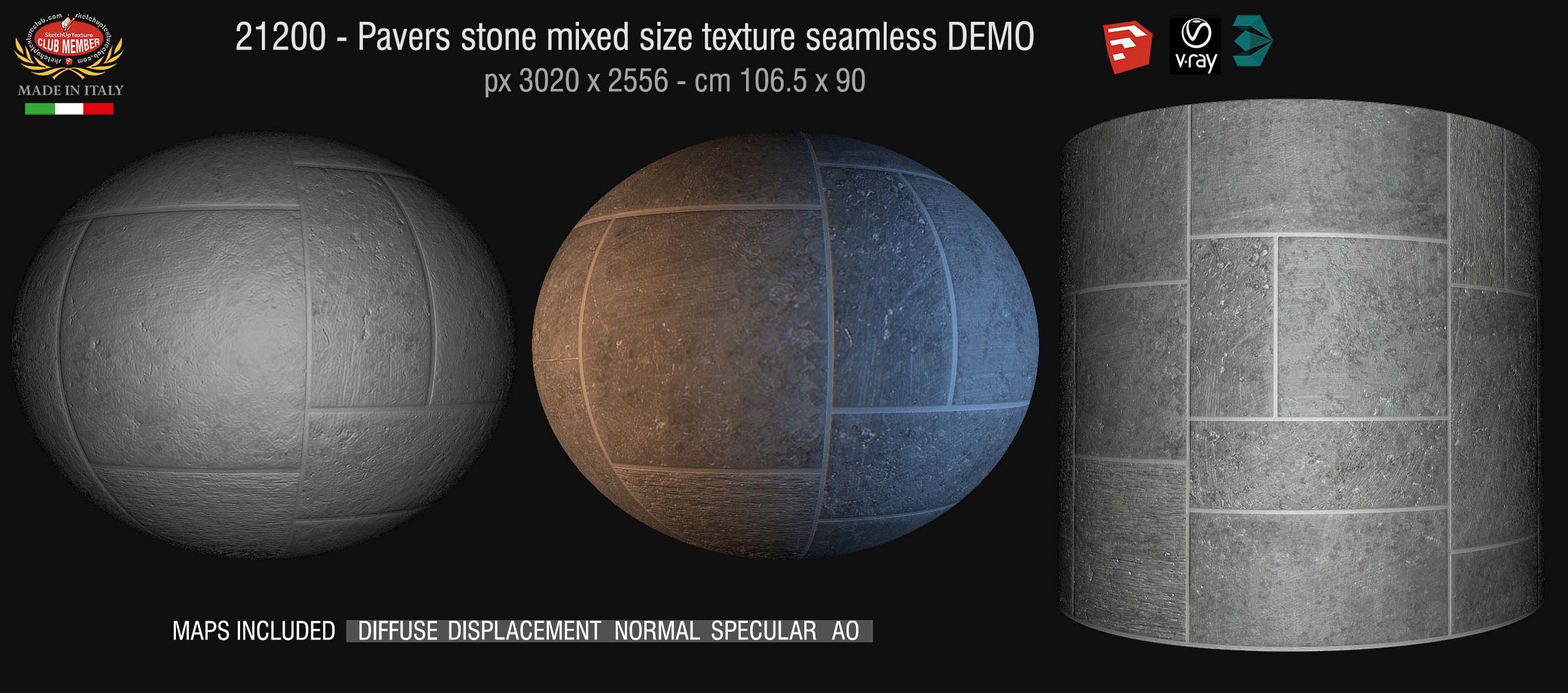 21200 Pavers stone mixed size texture + maps DEMO