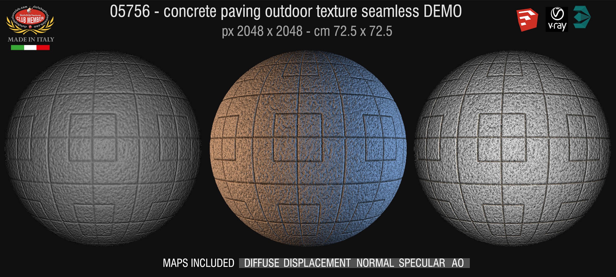 05756 HR Paving outdoor concrete regular block texture + maps DEMO