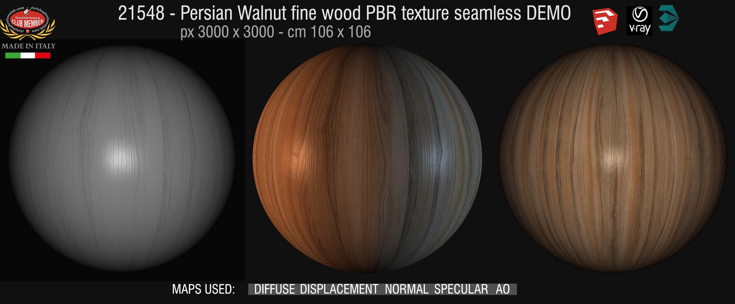 21548 Persian walnut PBR texture seamless DEMO