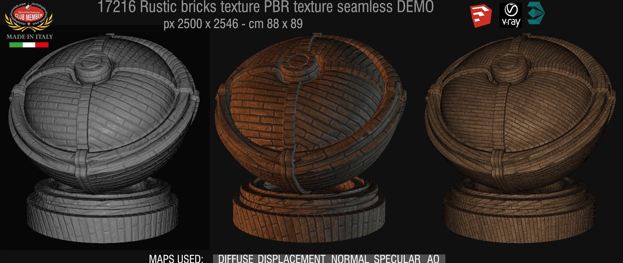 17216 Rustic bricks PBR texture seamless DEMO
