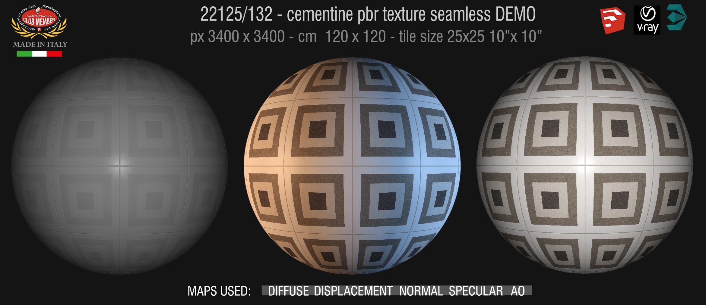 22125/132 cementine tiles Pbr seamless texture DEMO - porcelain stoneware cement effect