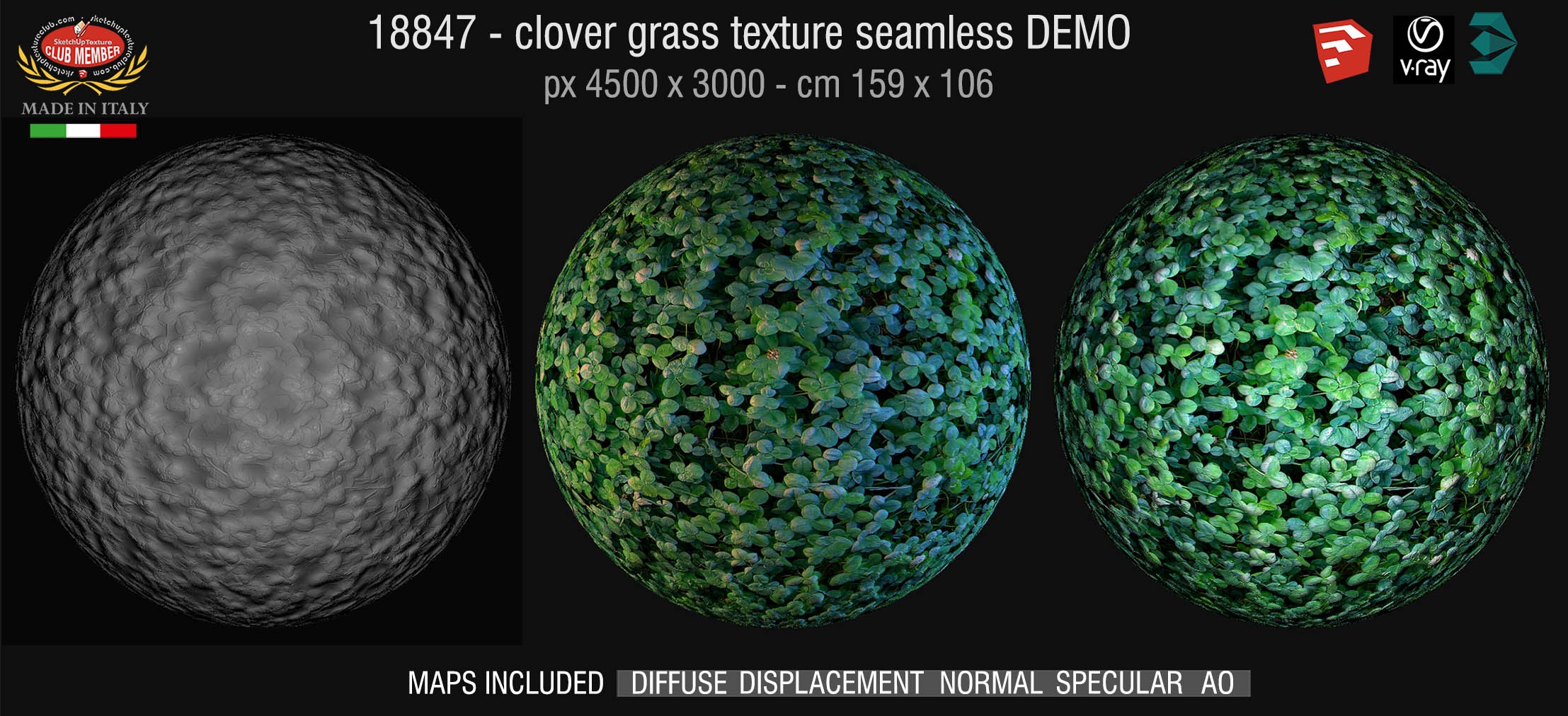 18847 HR Clover grass texture + maps DEMO