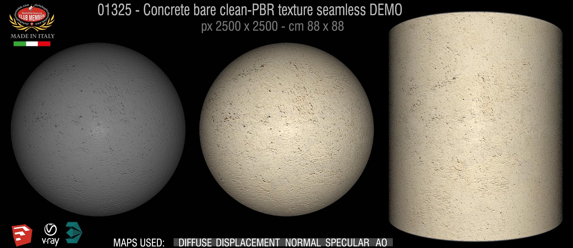 01325 Concrete bare clean-PBR texture seamless DEMO