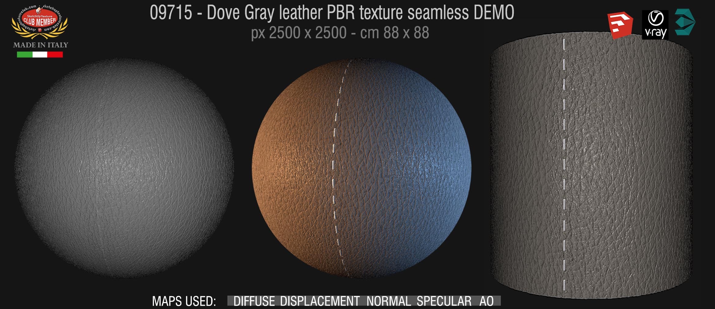 09715 Dove Gray leather PBR texture seamless DEMO