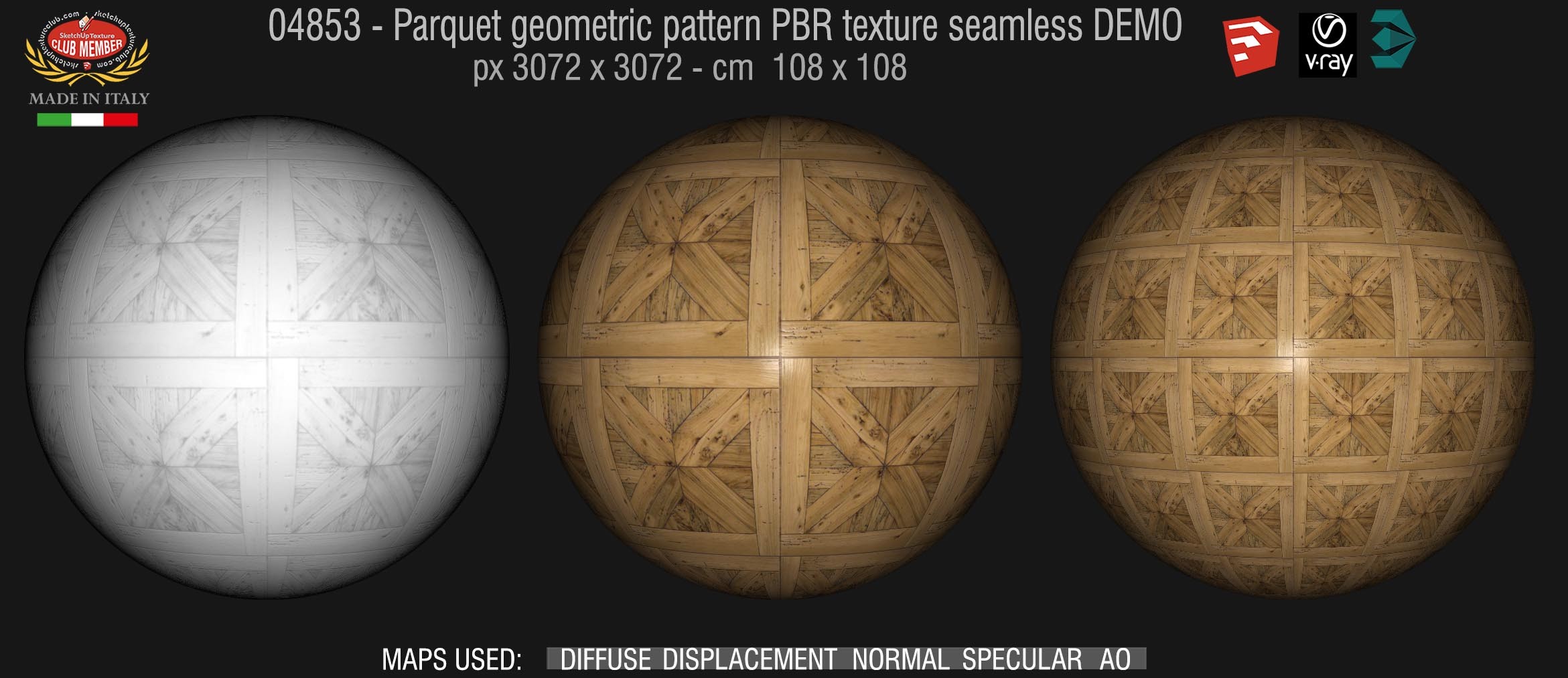 04853 Parquet geometric pattern PBR texture seamless DEMO