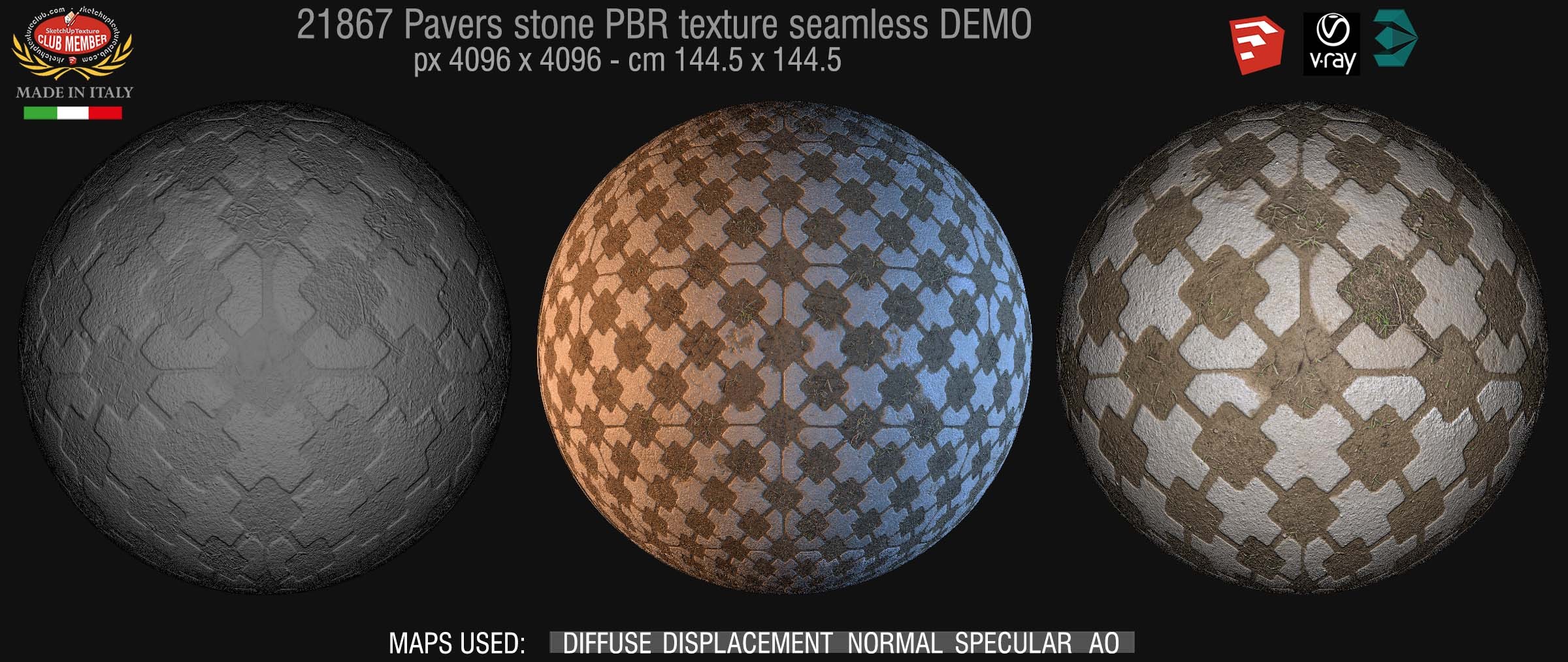 21867 Pavers stone PBR texture seamless DEMO