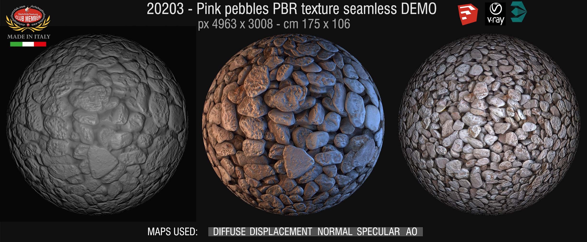 20203  Pink pebbles PBR texture seamless demo