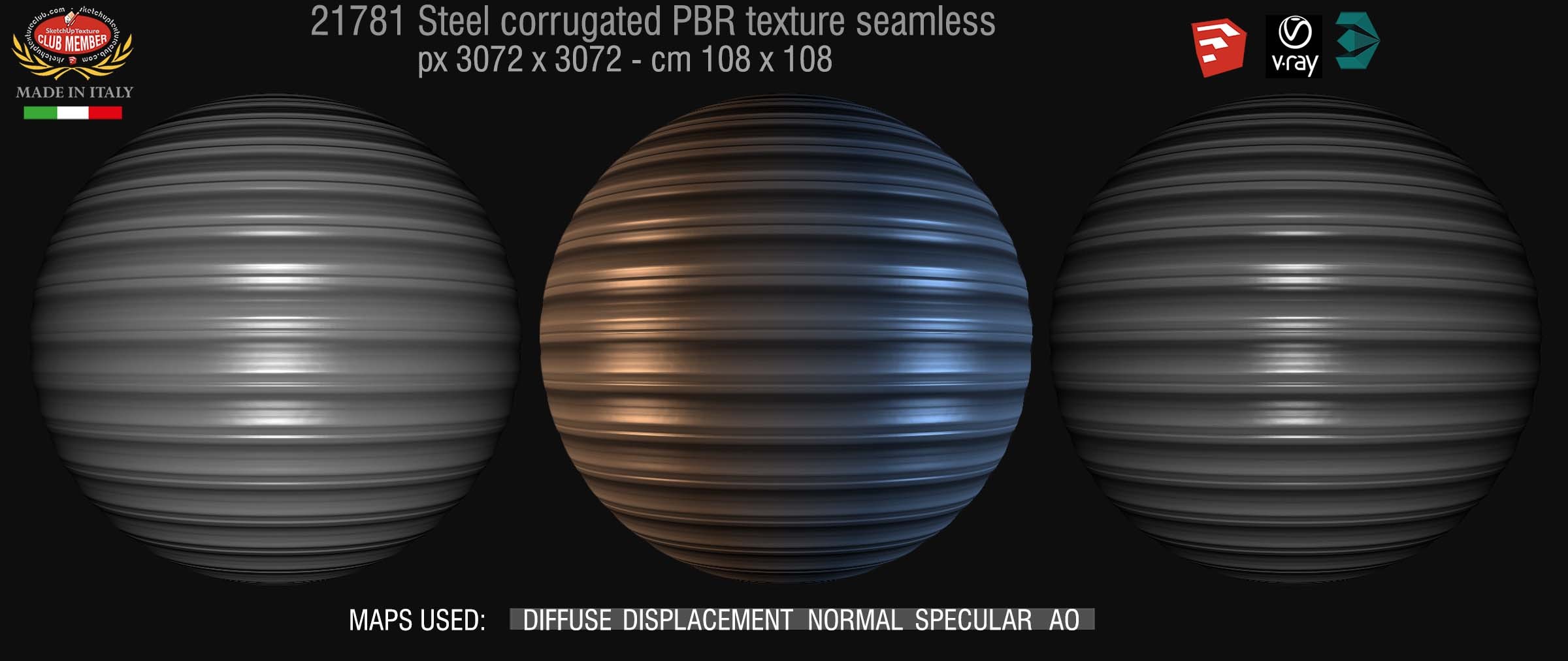 21791 Steel corrugated PBR texture seamless demo