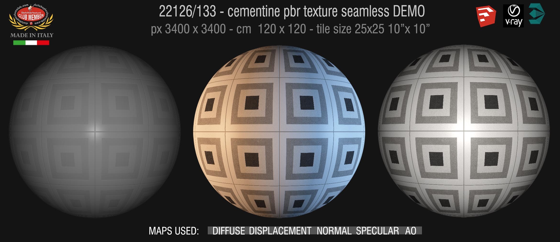 22126/133 cementine tiles Pbr seamless texture DEMO - porcelain stoneware concrete look