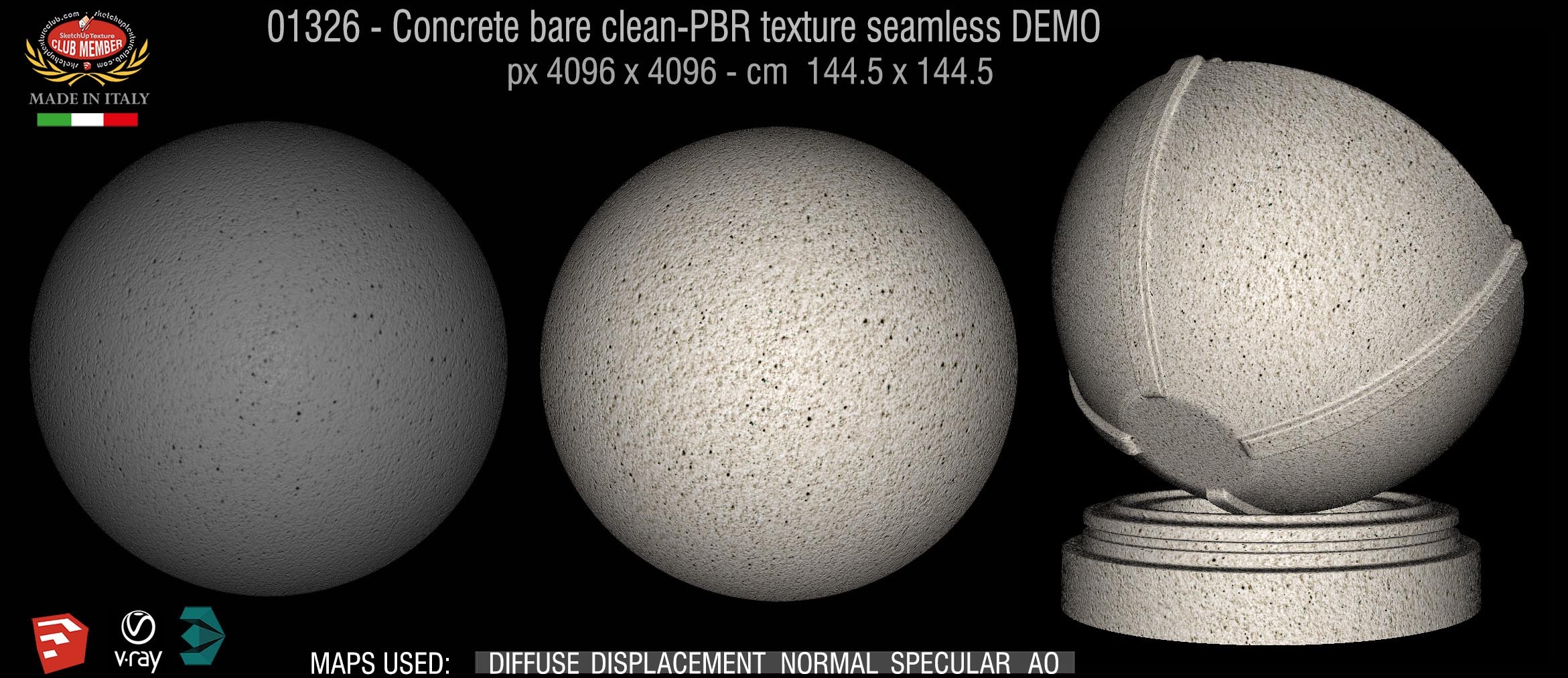 01326 Concrete bare clean-PBR texture seamless DEMO