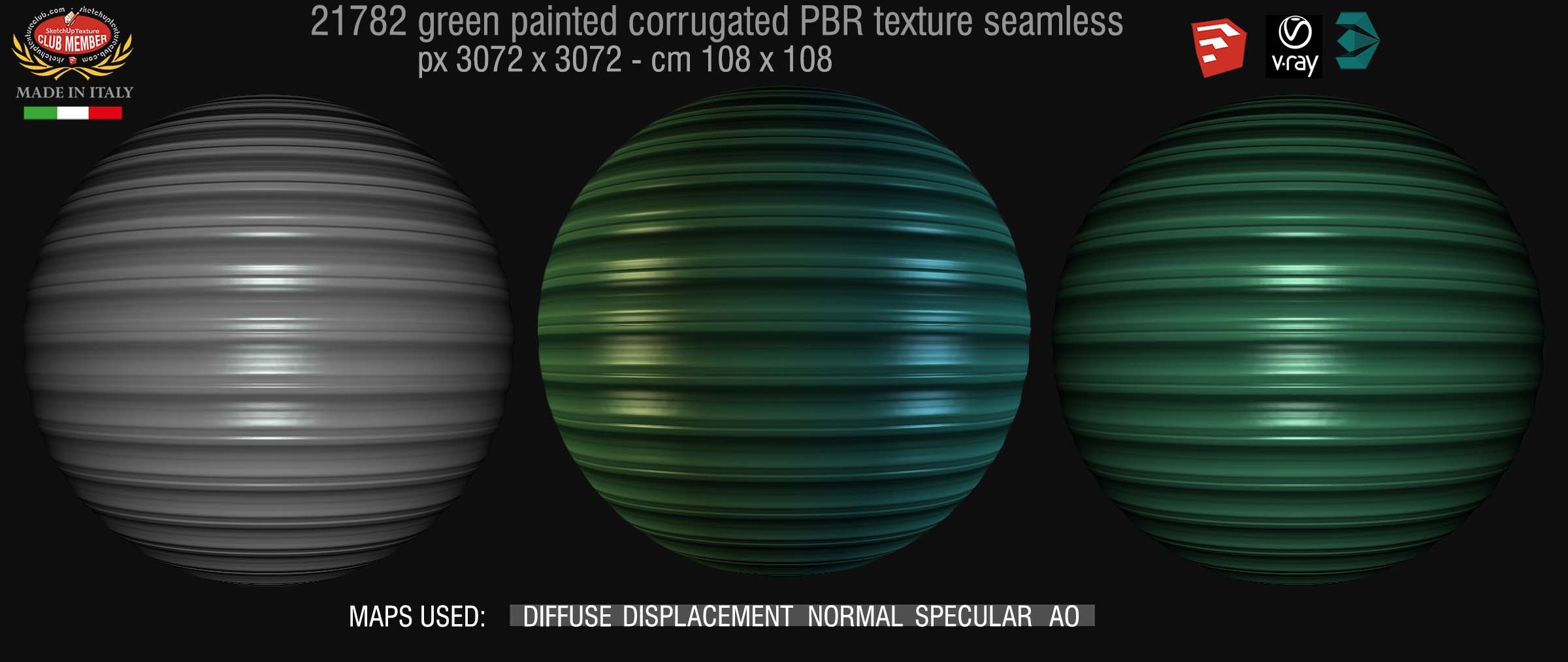 21782 Painted corrugated metal PBR texture seamless demo