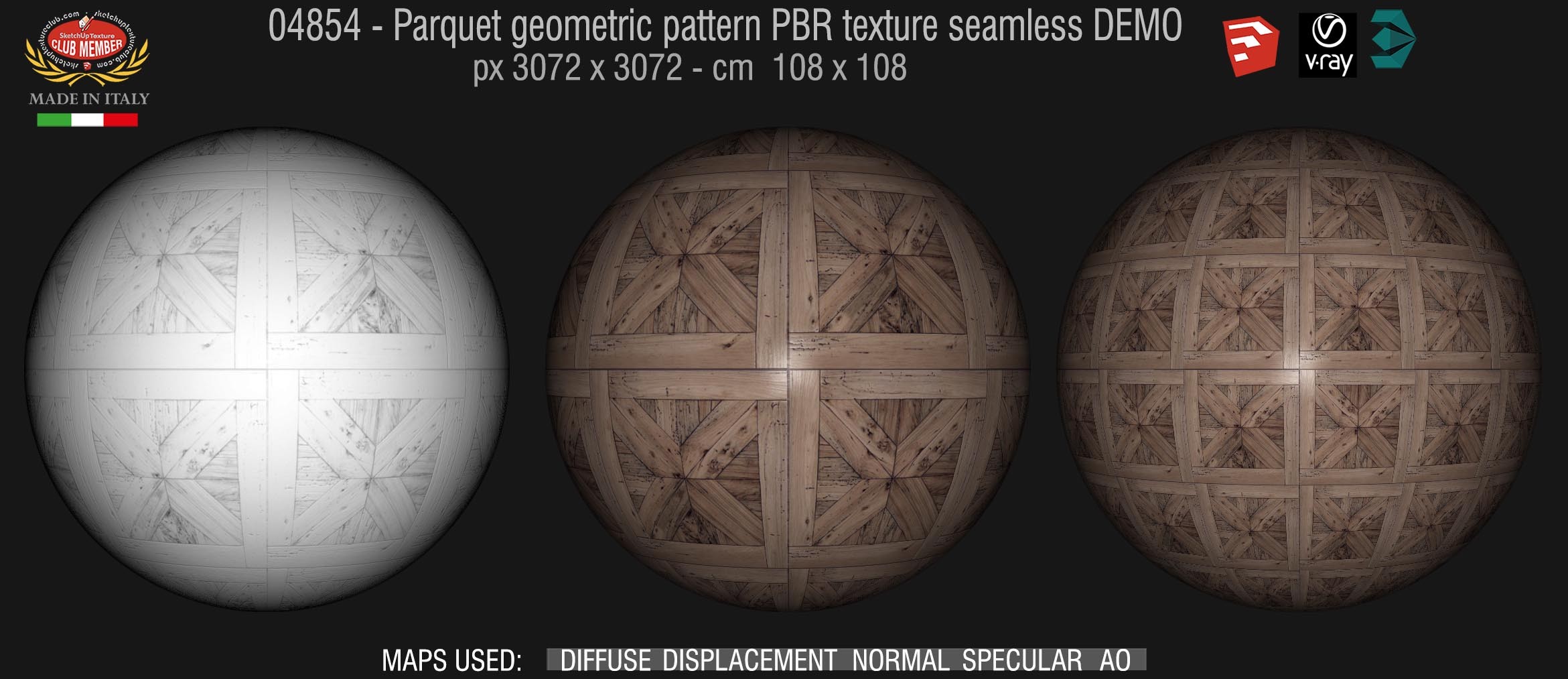 04854 Parquet geometric pattern PBR texture seamless DEMO