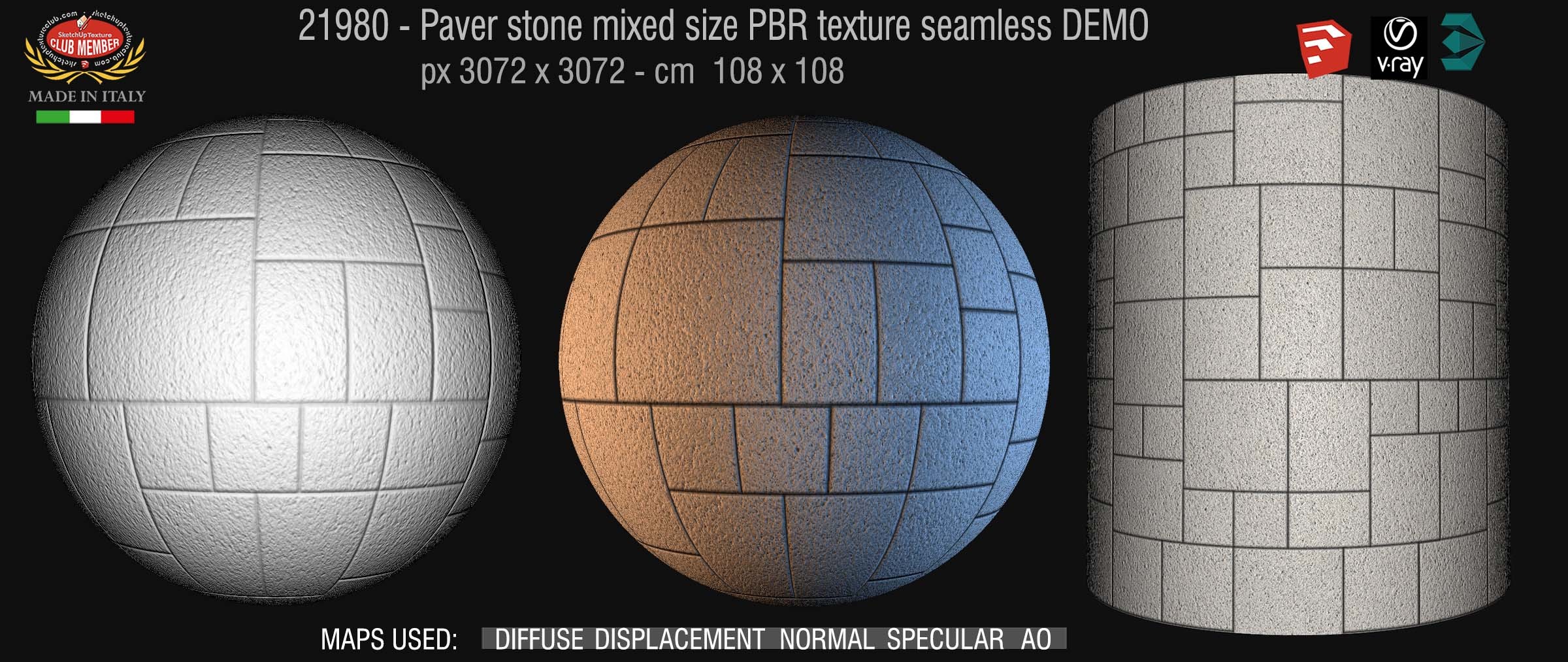 21980 pavers stone mixed size PBR texture seamless DEMO