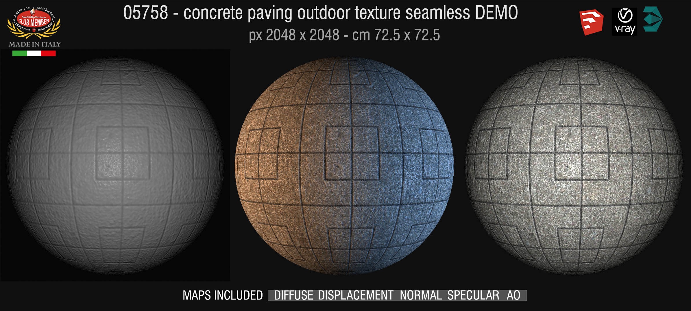 05758 HR Paving outdoor concrete regular block texture + maps DEMO