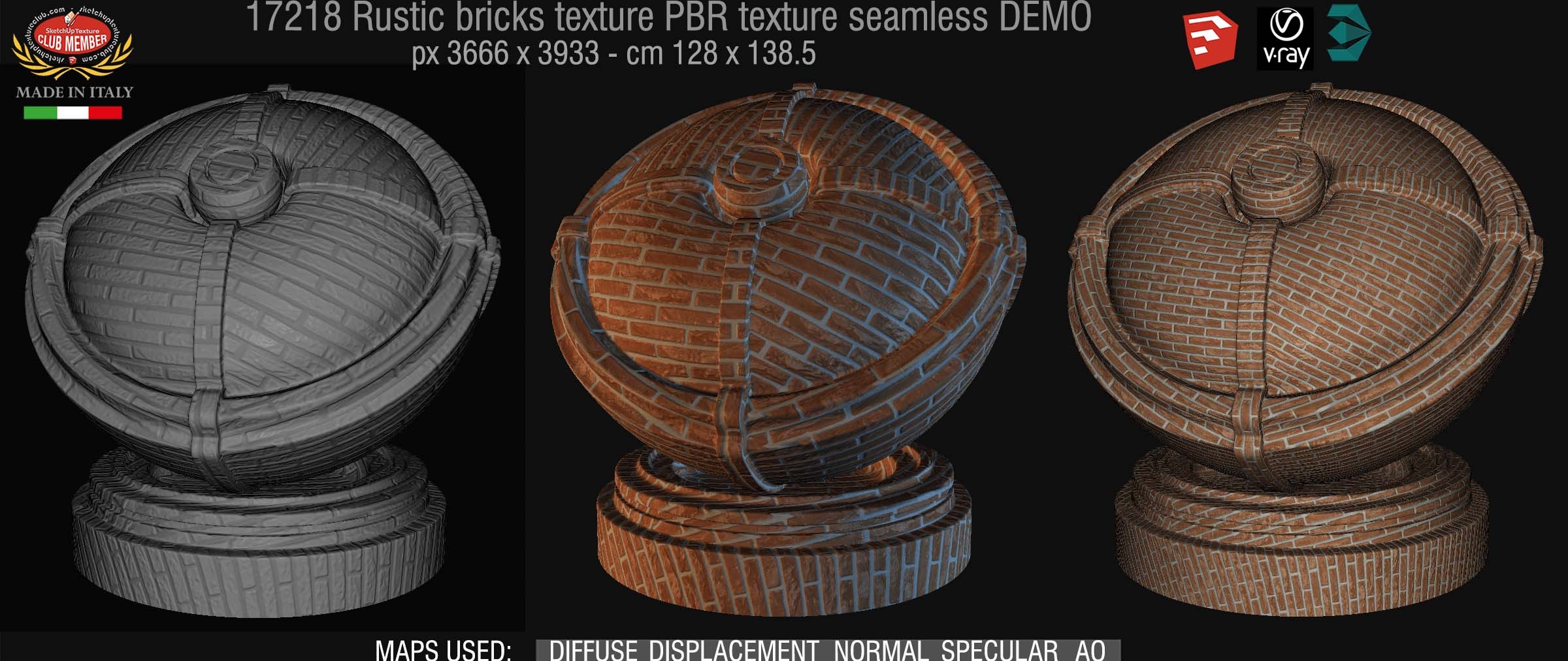 17218 Rustic bricks PBR texture seamless DEMO