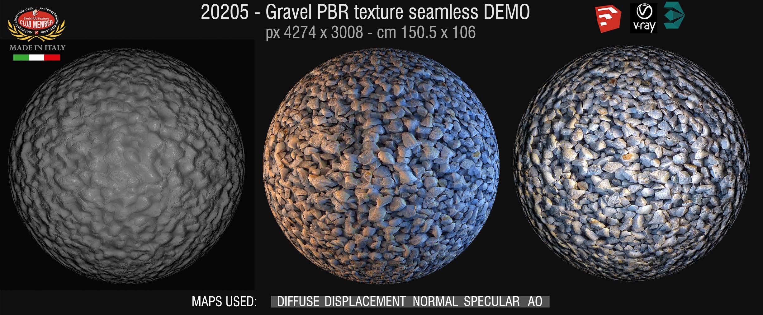 20205 White gravel PBR texture seamless DEMO