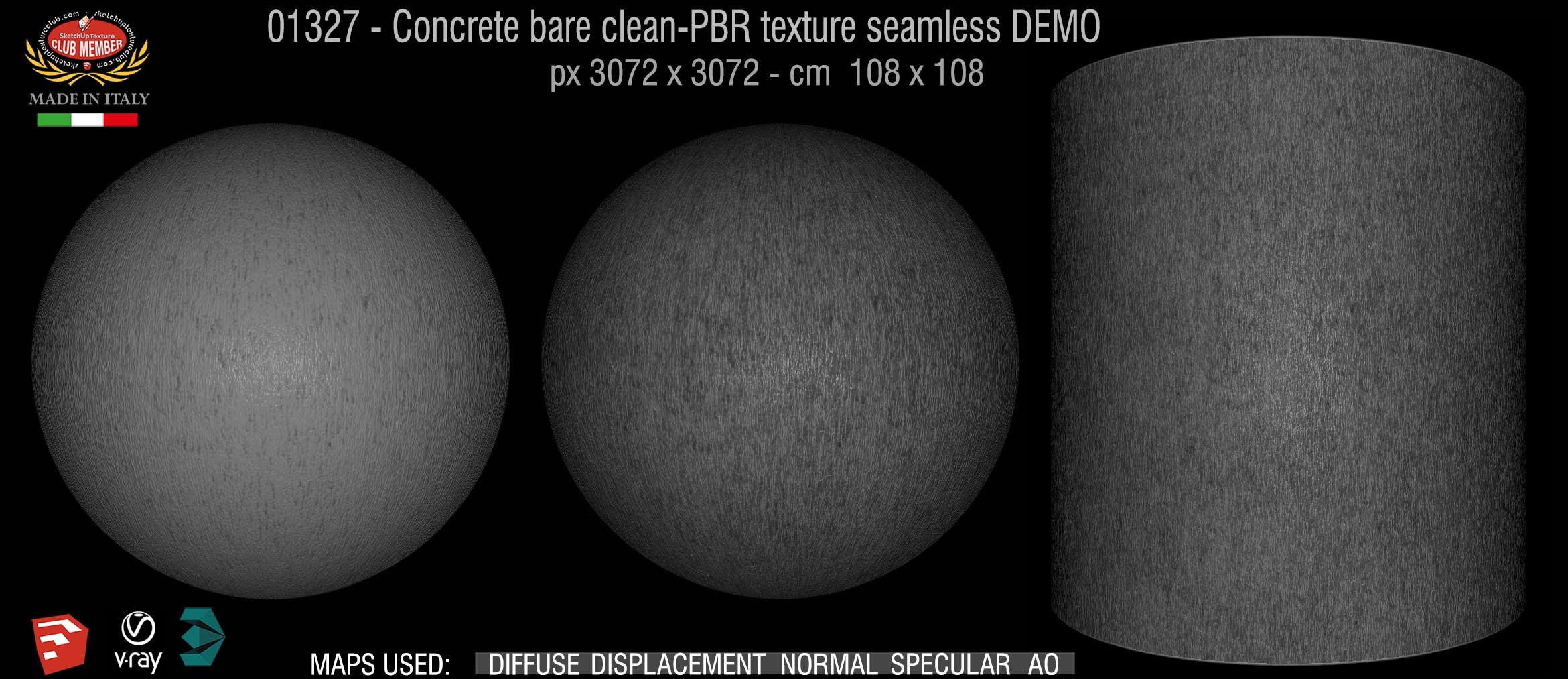 01327 Concrete bare clean-PBR texture seamless DEMO