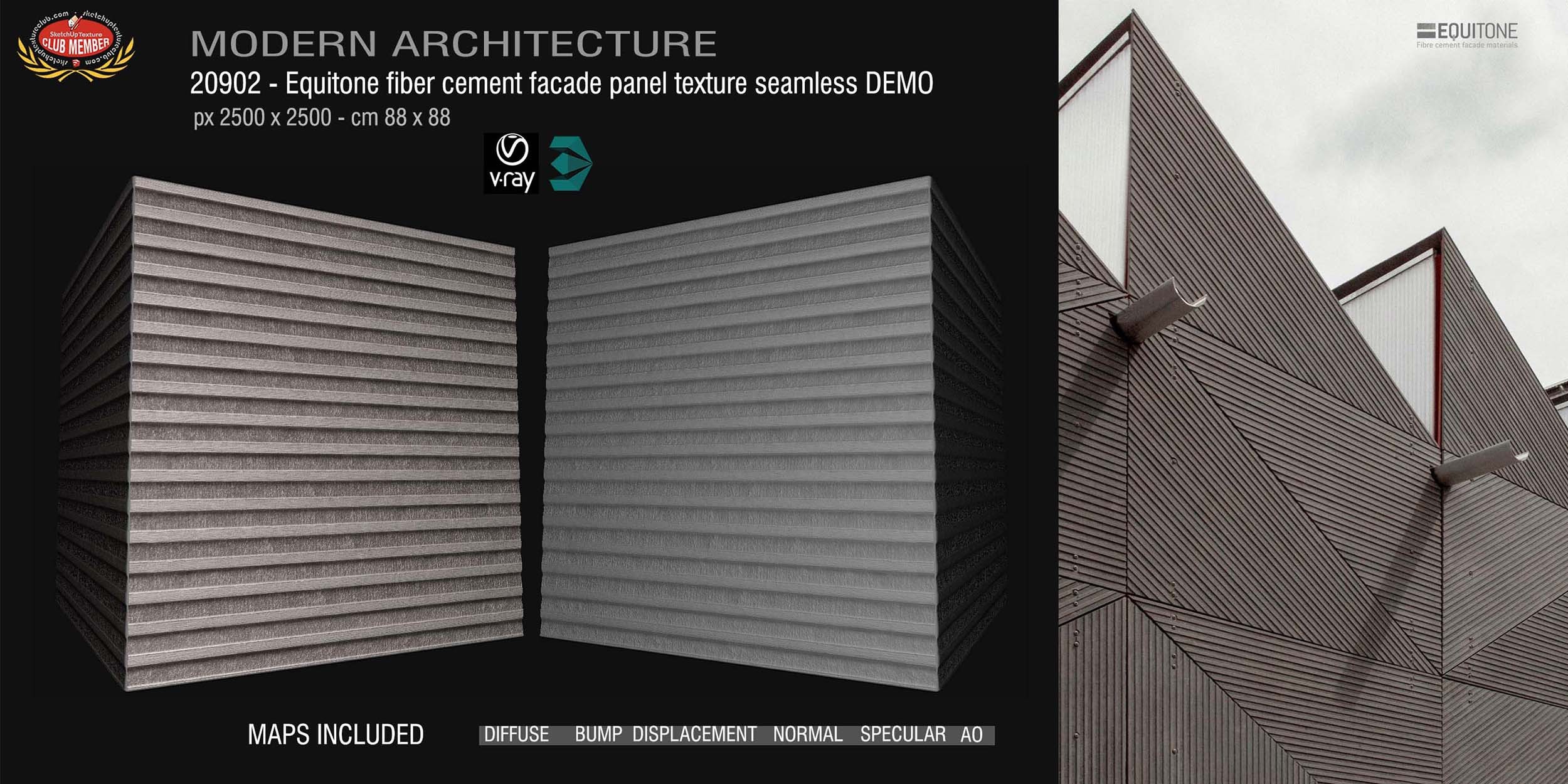 20902 Equitone fiber cement facade panel texture + maps DEMO