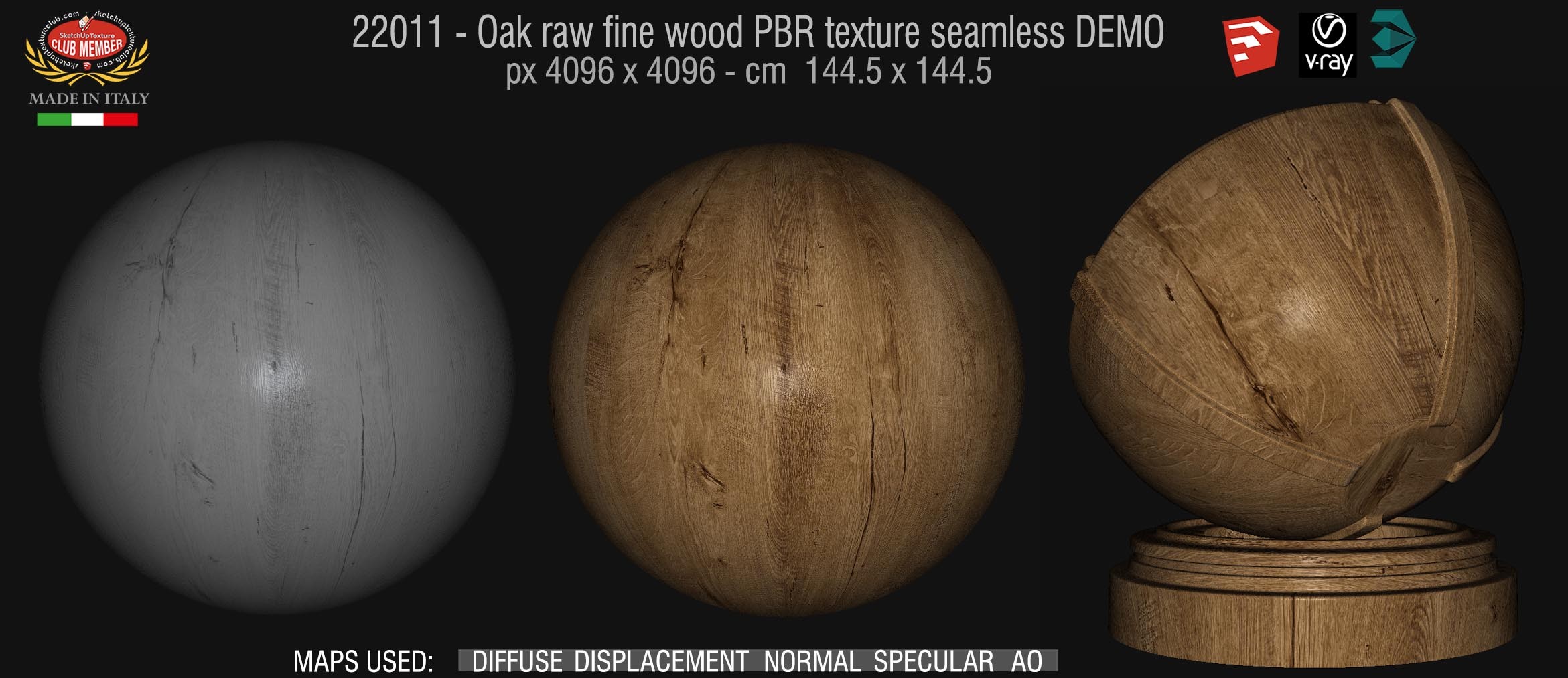22011 oak raw fine wood PBR texture seamless DEMO