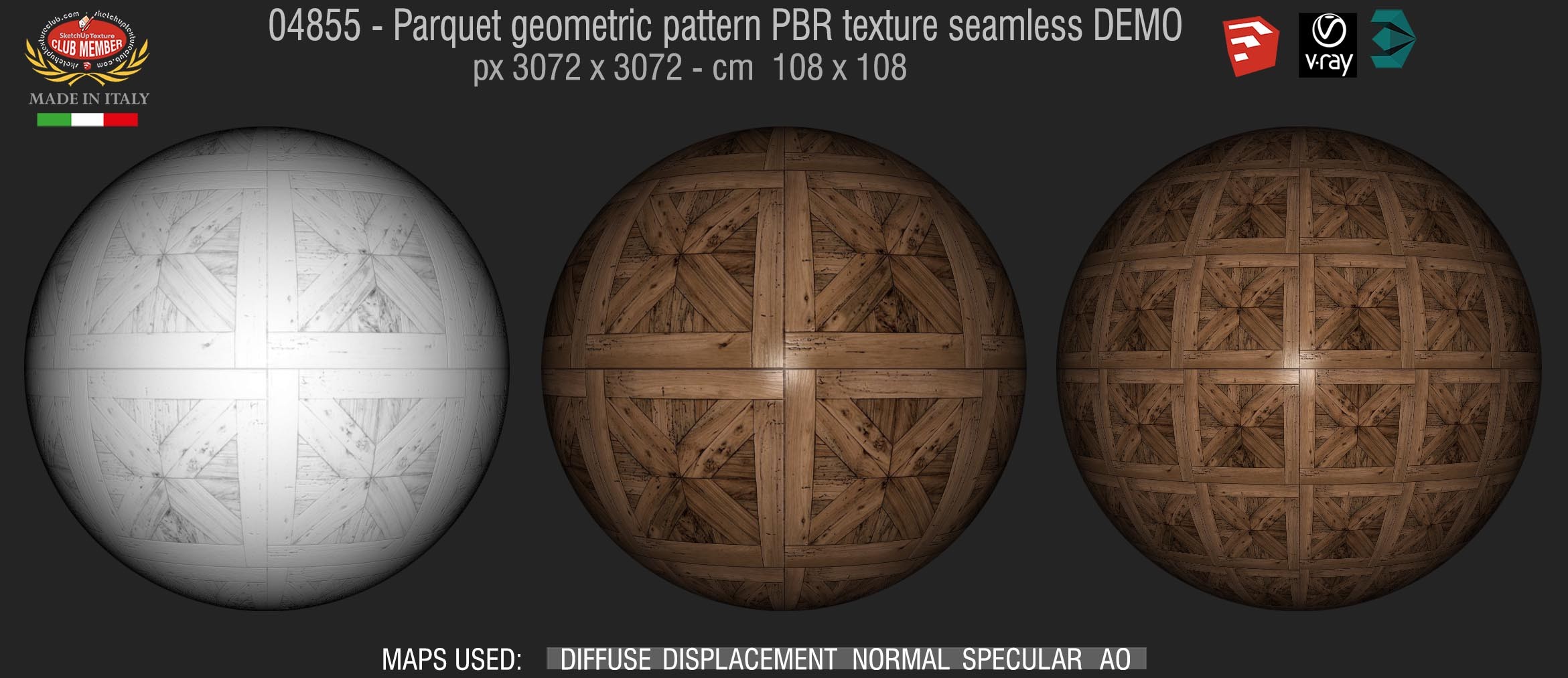 04855 Parquet geometric pattern PBR texture seamless DEMO