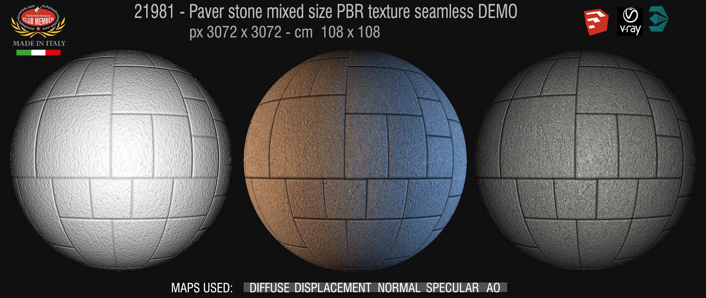 21981 Pavers stone mixed size PBR texture seamless DEMO