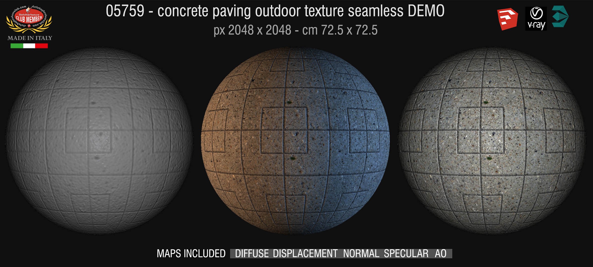 05759 HR Paving outdoor concrete regular block texture + maps DEMO