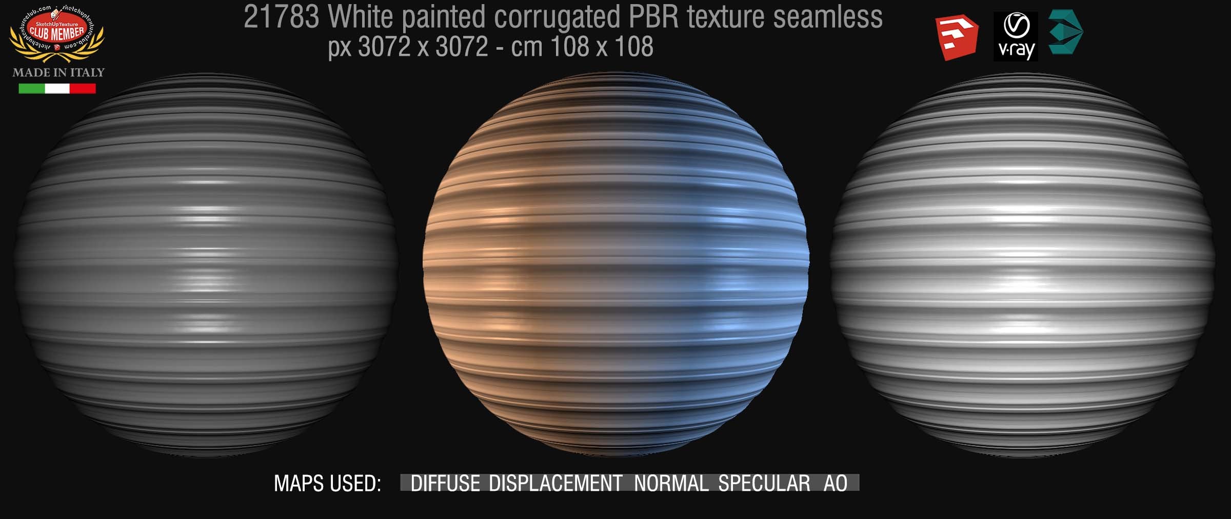 21783 White painted corrugated metal PBR texture seamless DEMO