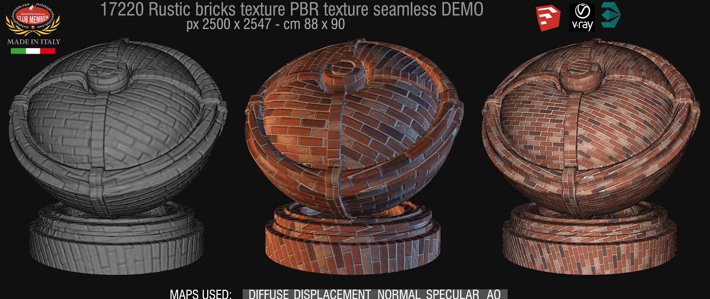 17220 Capri rustic bricks PBR texture seamless DEMO