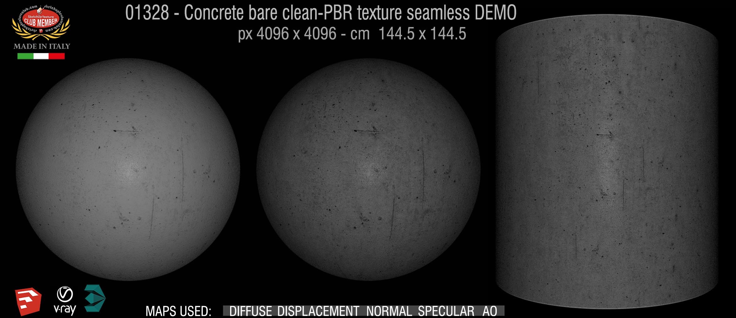 01328 Concrete bare clean-PBR texture seamless DEMO