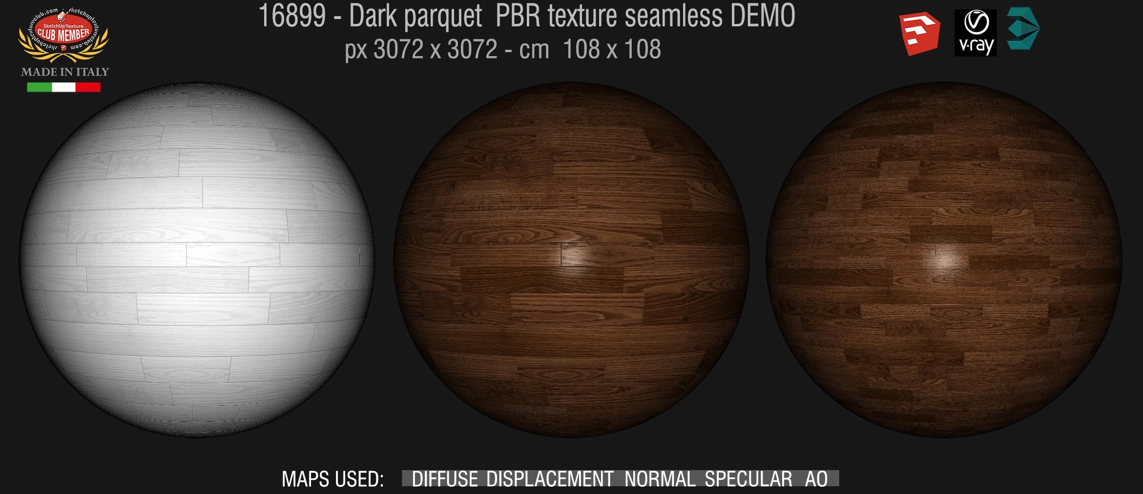 16989 Dark parquet PBR texture seamless DEMO