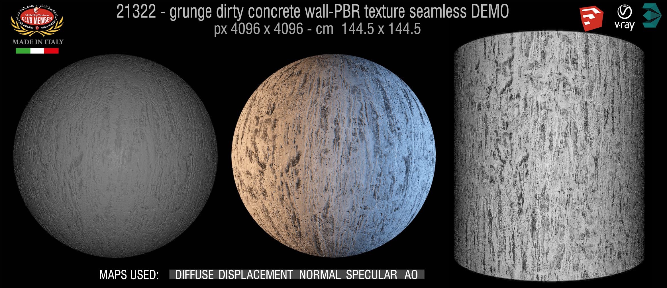 21322 grunge dirty concrete wall PBR texture seamless DEMO