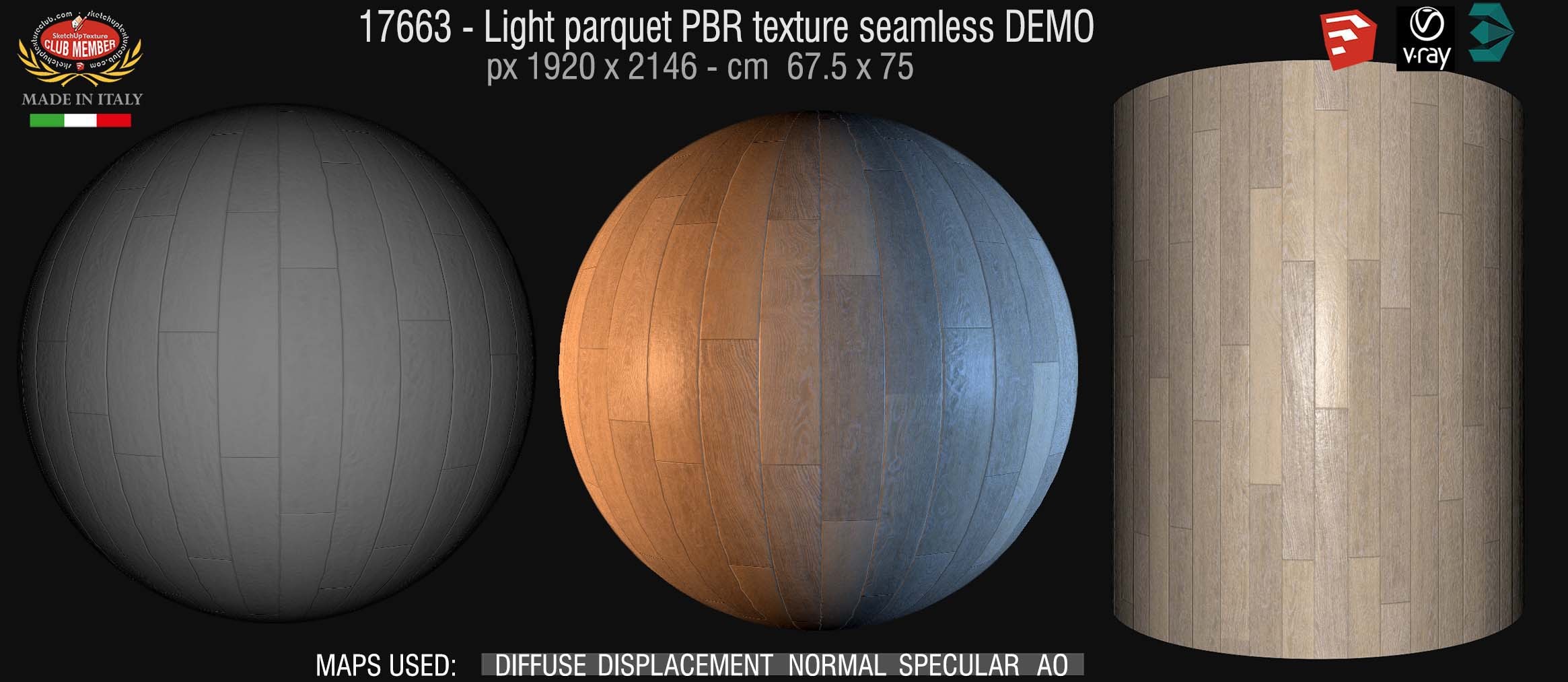 17663 Light parquet PBR texture seamless DEMO
