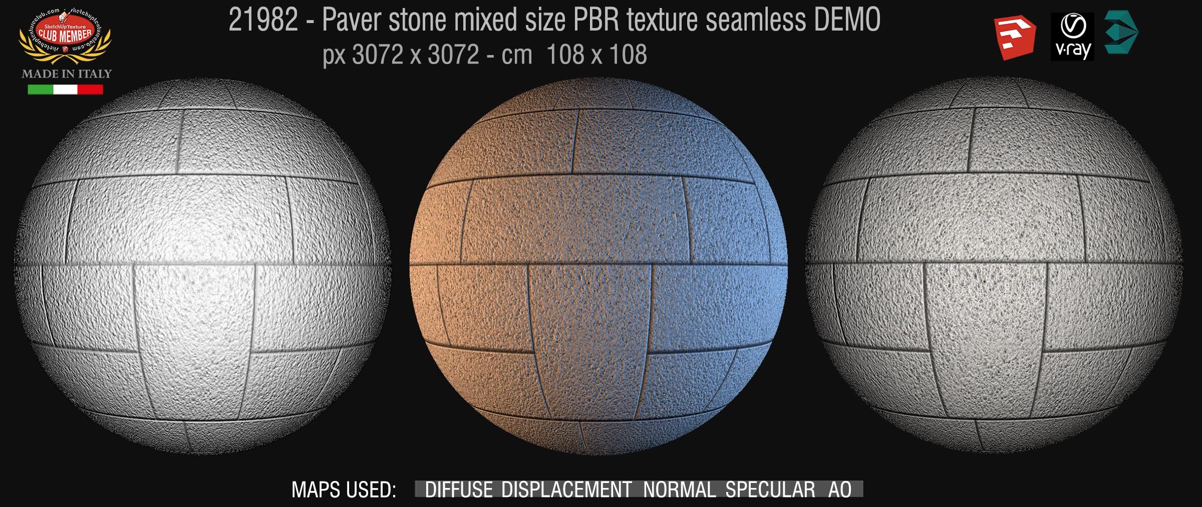 21982 Pavers stone mixed size PBR texture seamless DEMO