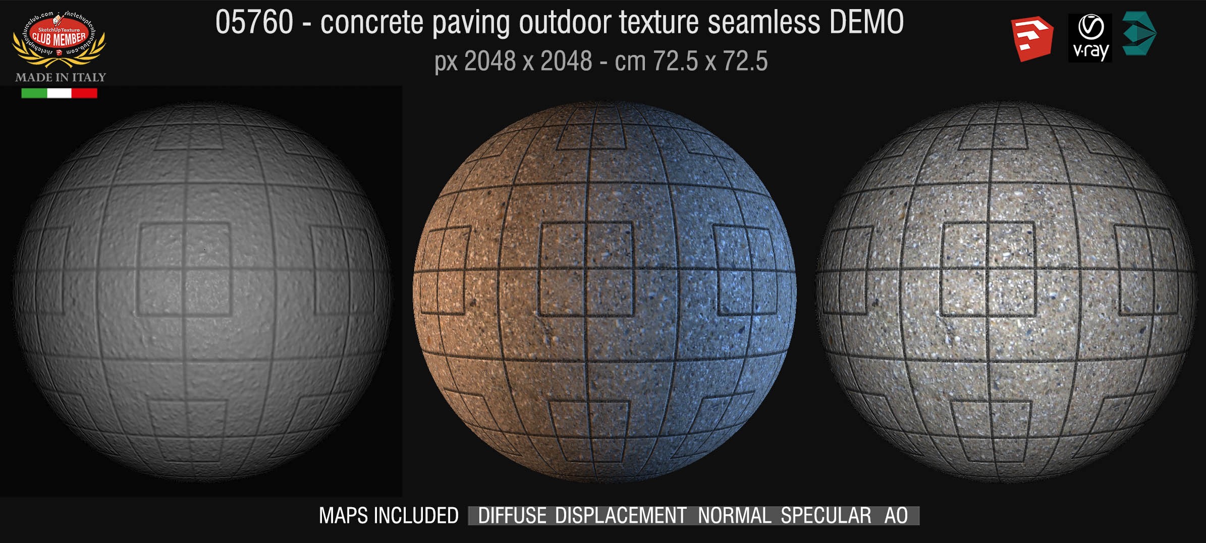 05760 HR Paving outdoor concrete regular block texture + maps DEMO