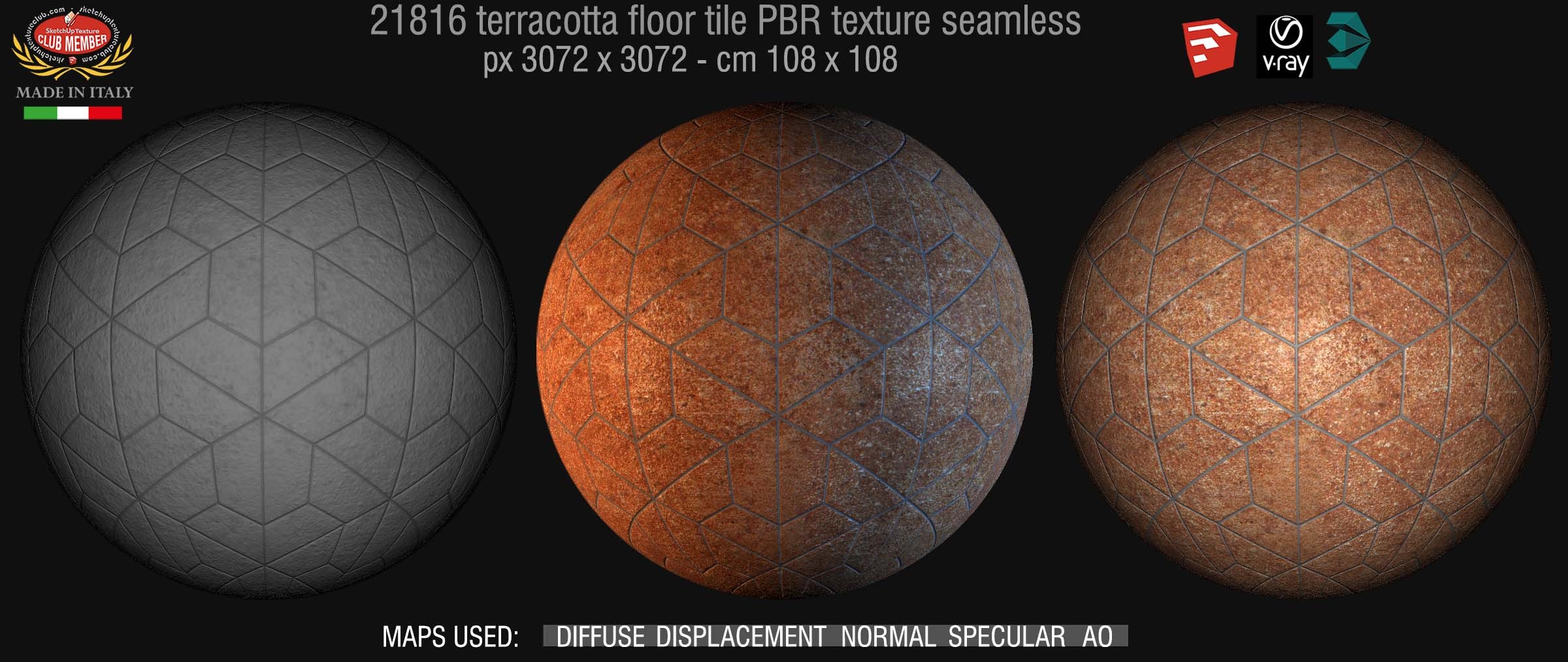 21816 terracotta floor tile PBR texture seamless DEMO