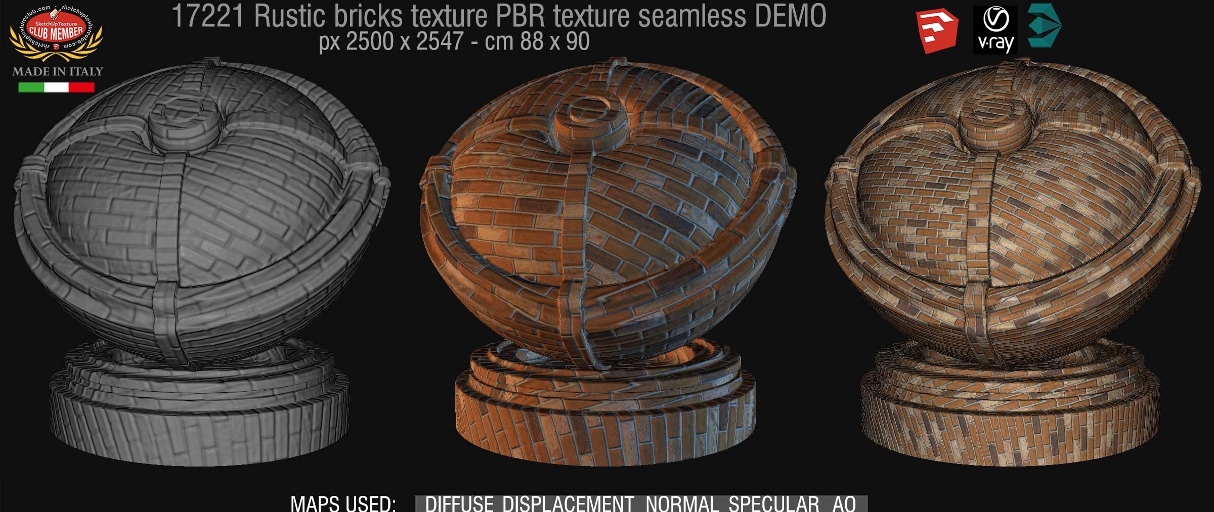 17221 Capri rustic bricks PBR texture seamless DEMO