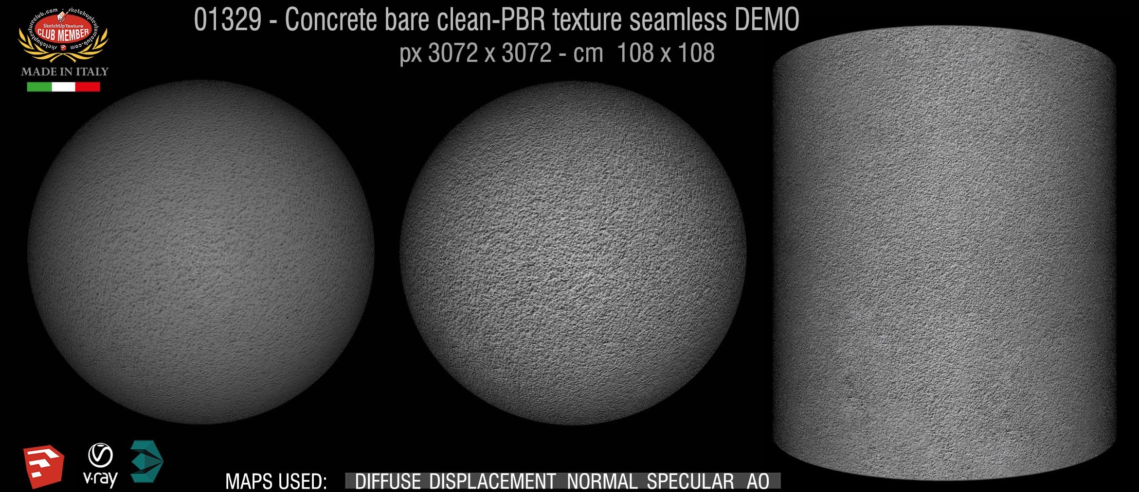01329 Concrete bare clean-PBR texture seamless DEMO