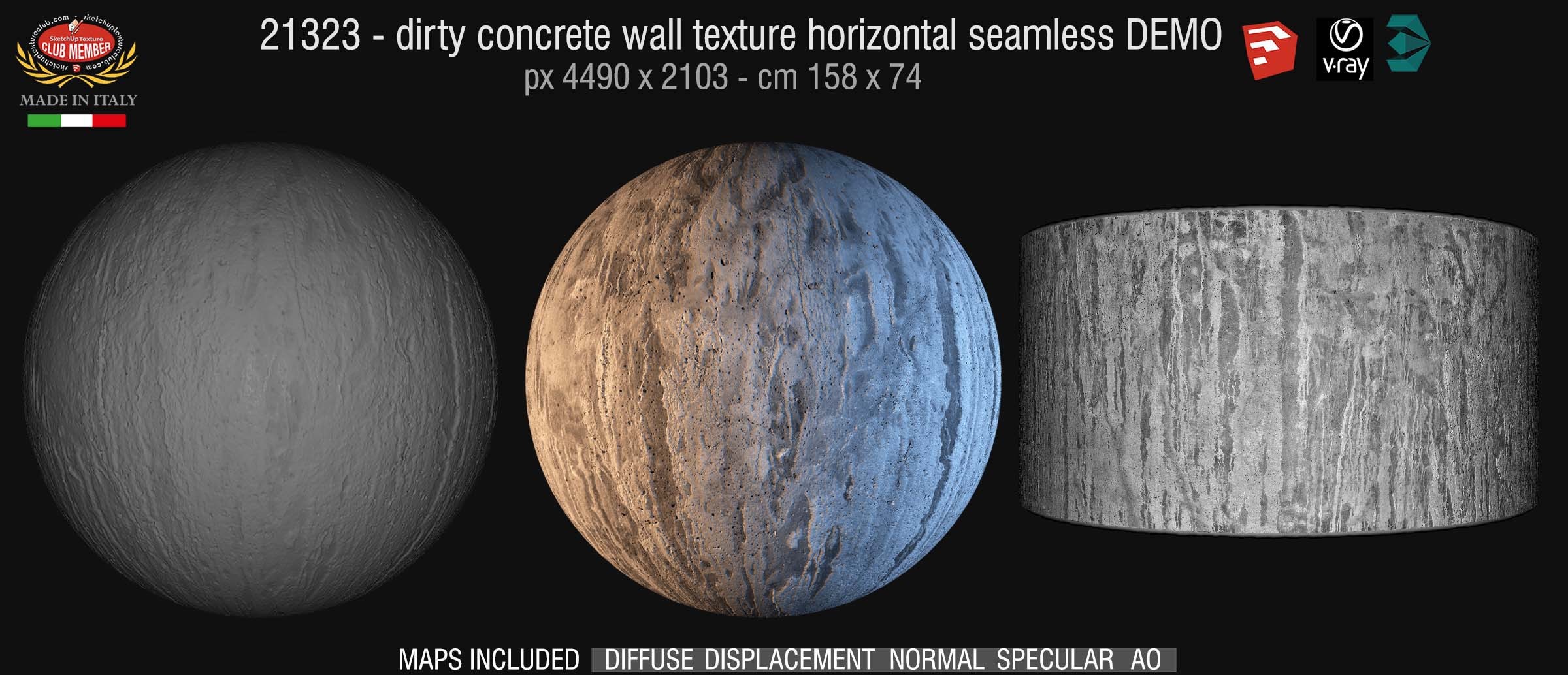 21323 HR Dirty concrete wall PBR texture horizontal seamless DEMO