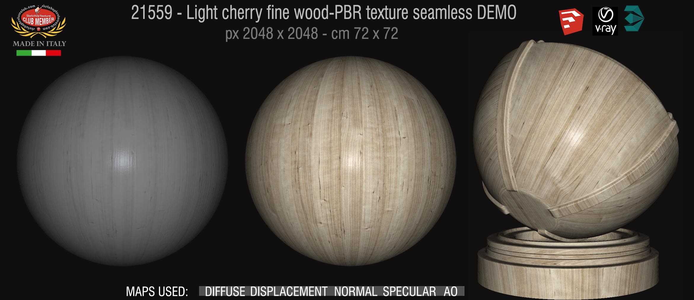 21559 Light cherry fine wood PBR texture seamless DEMO