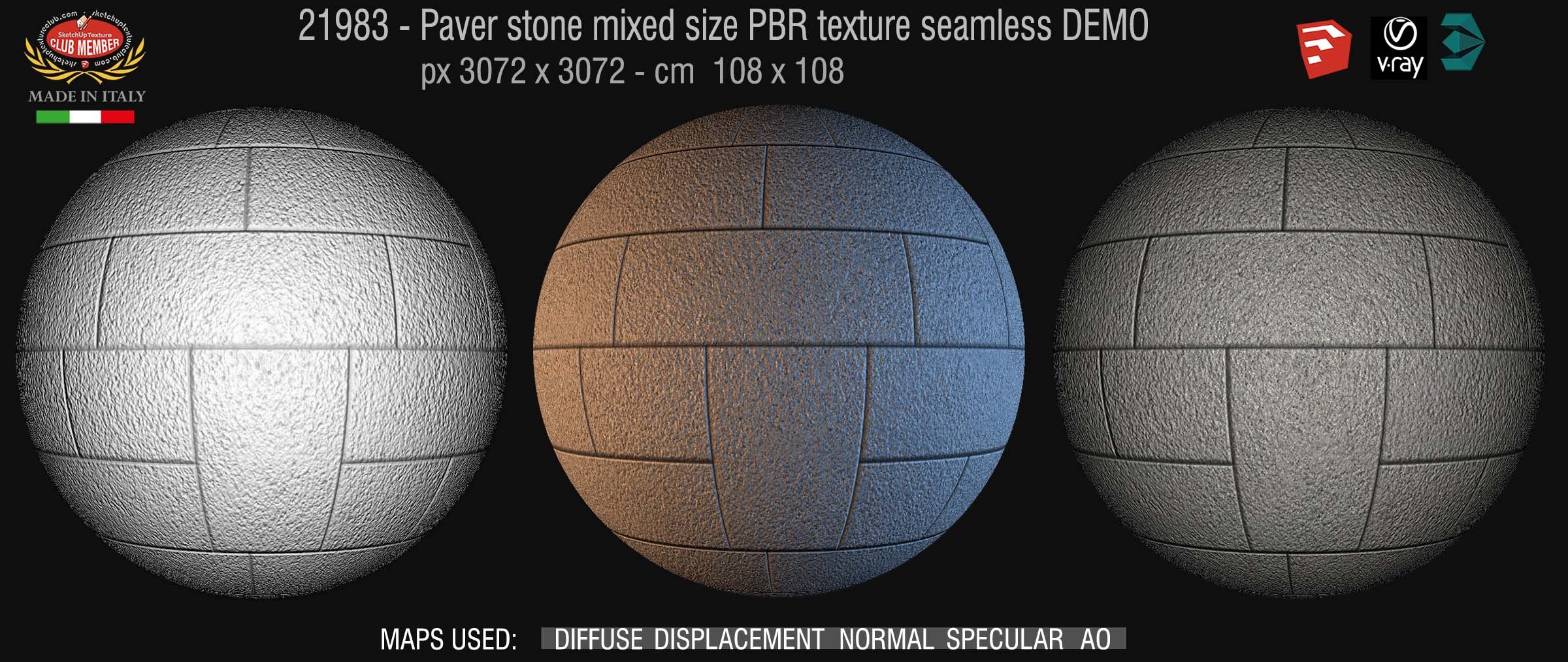 21983 pavers stone mixed size PBR texture seamless DEMO