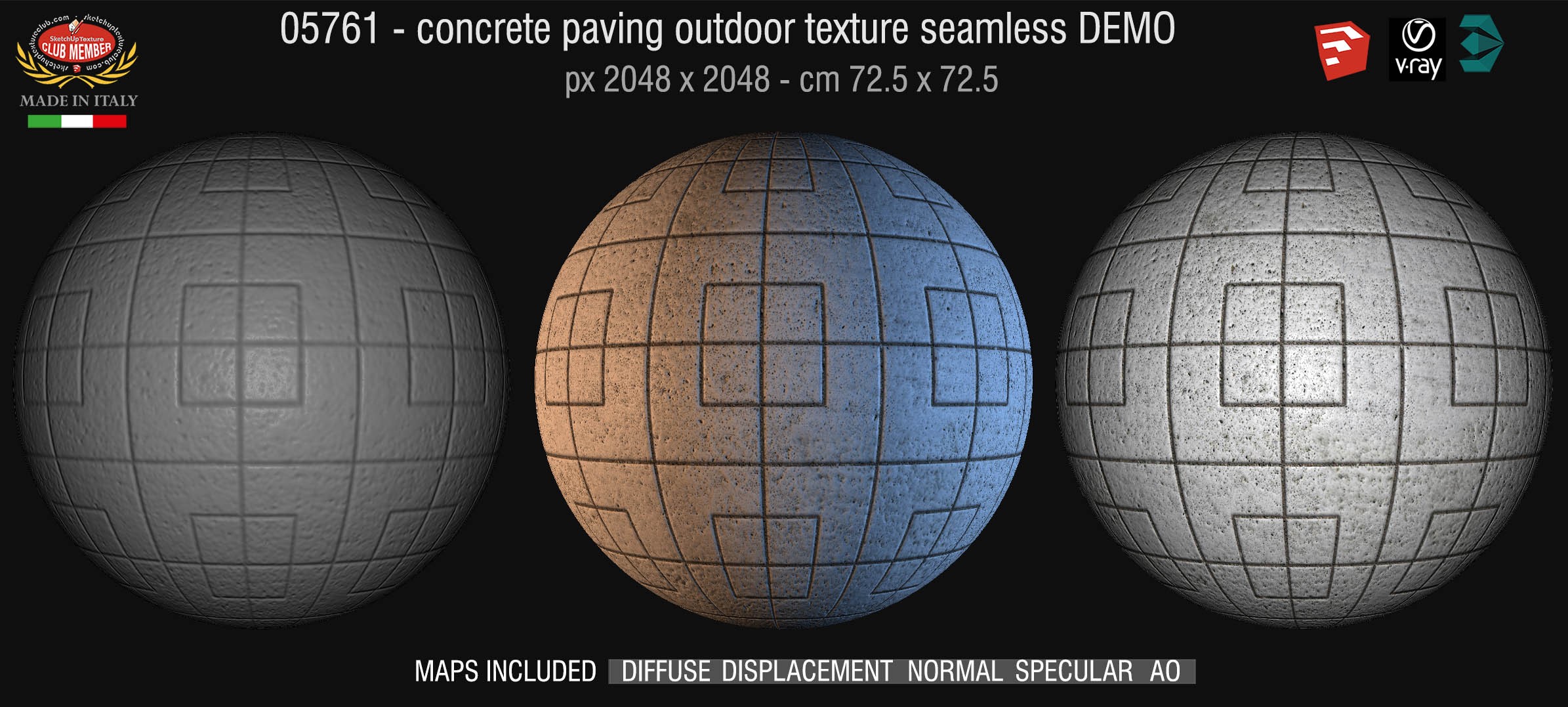05761 HR Paving outdoor concrete regular block texture + maps DEMO