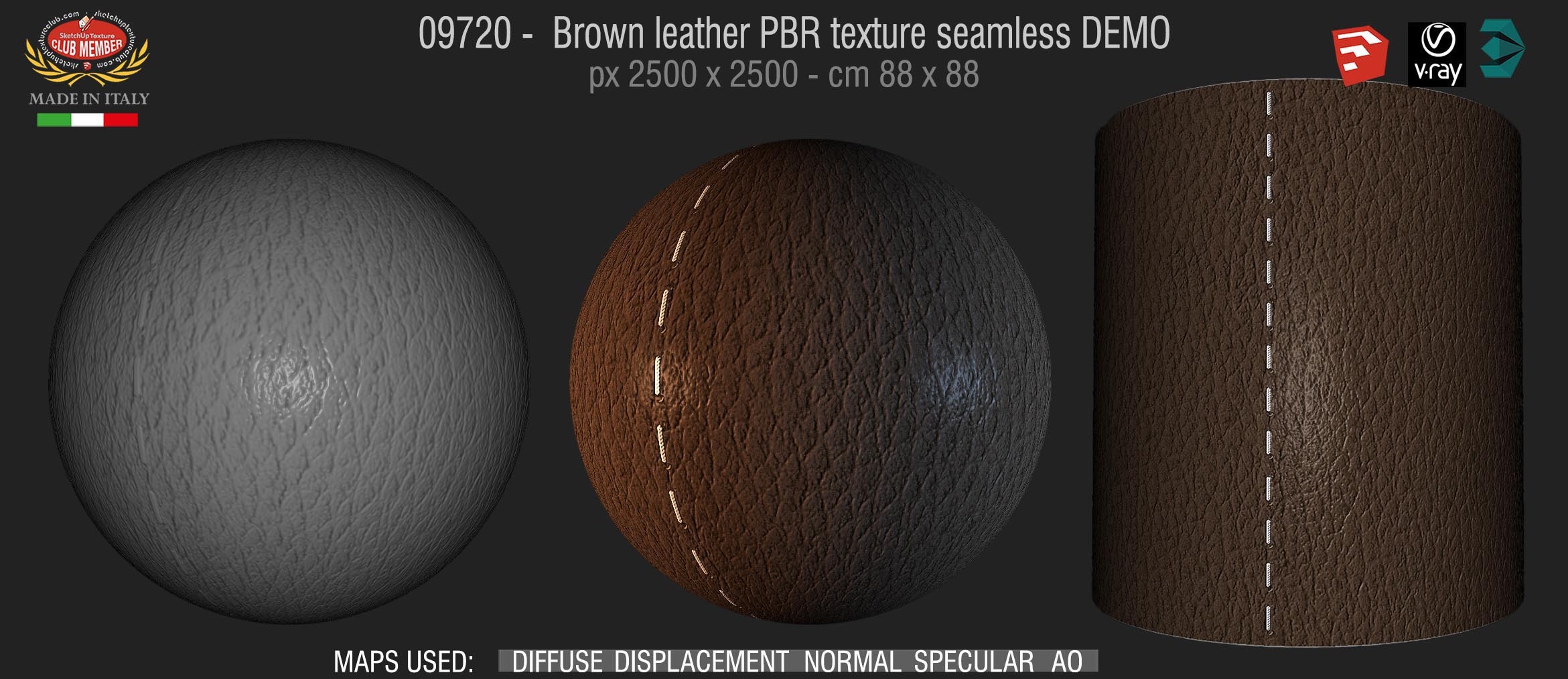 09720 Brown leather PBR texture seamless DEMO